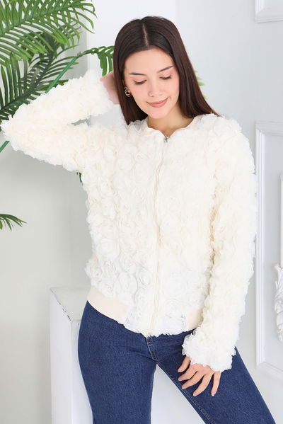 Güllü Tül Mont - 28014-KREM 