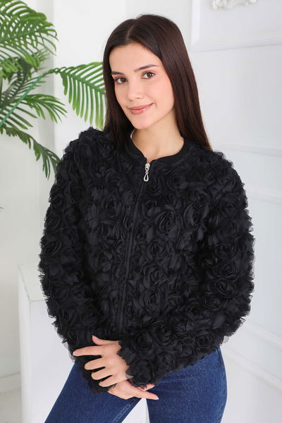 Güllü Tül Mont - 28014-SIYAH 