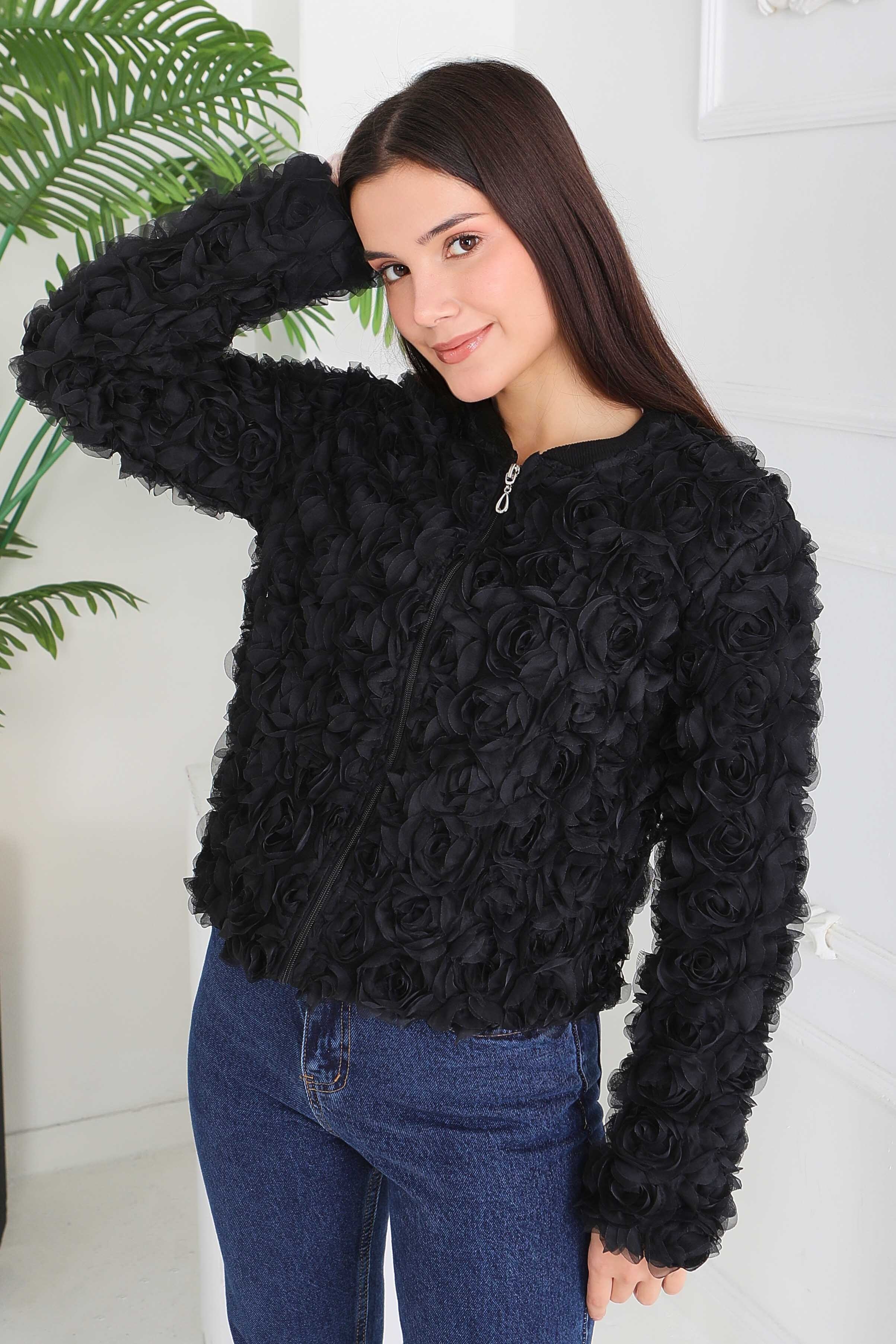 Güllü Tül Mont - 28014-SIYAH - 3