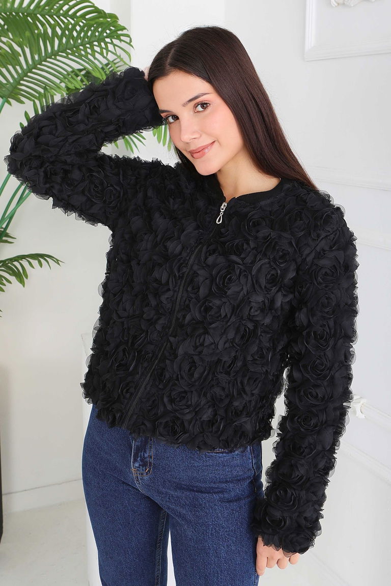 Güllü Tül Mont - 28014-SIYAH - TOFİSA