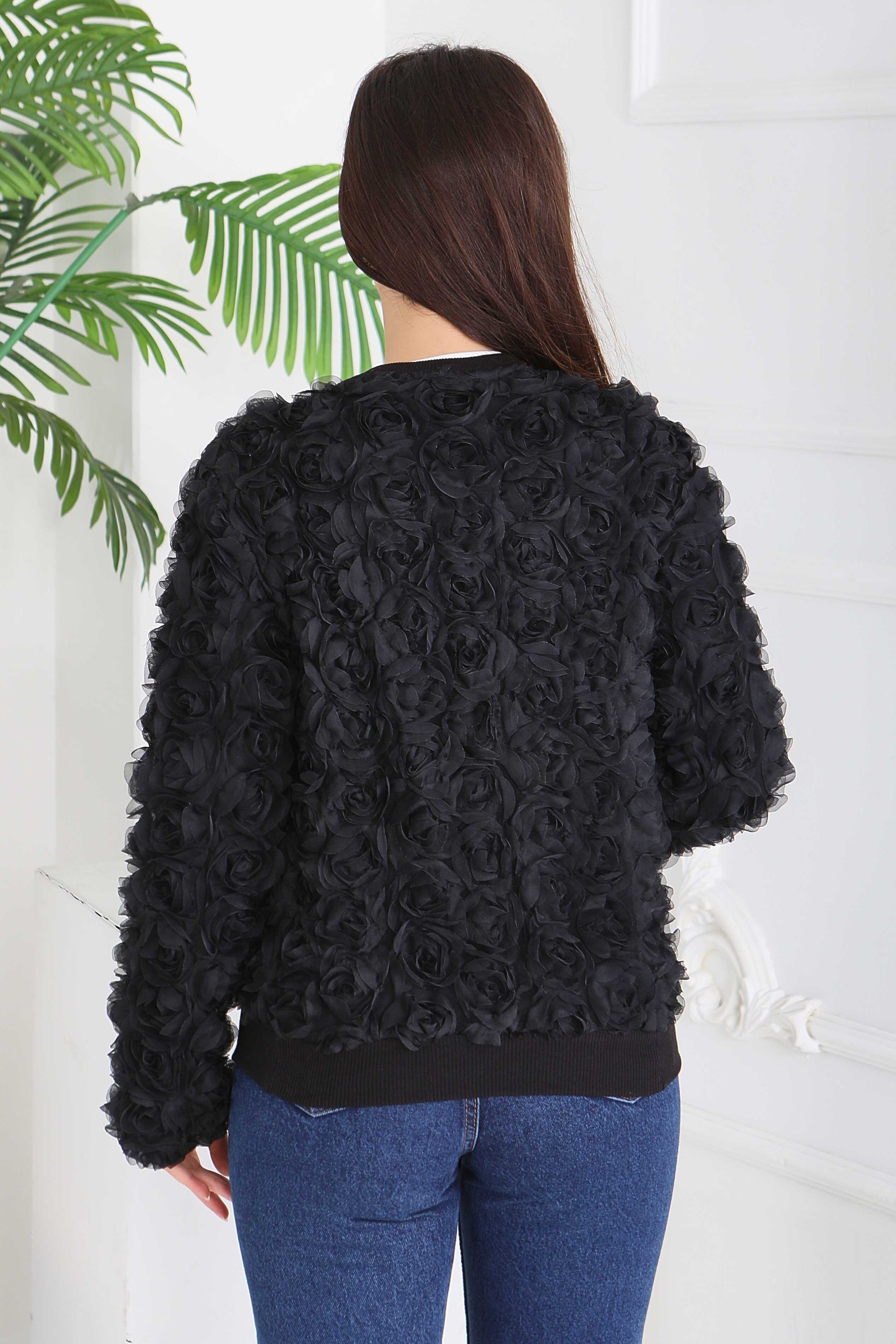 Güllü Tül Mont - 28014-SIYAH - 5