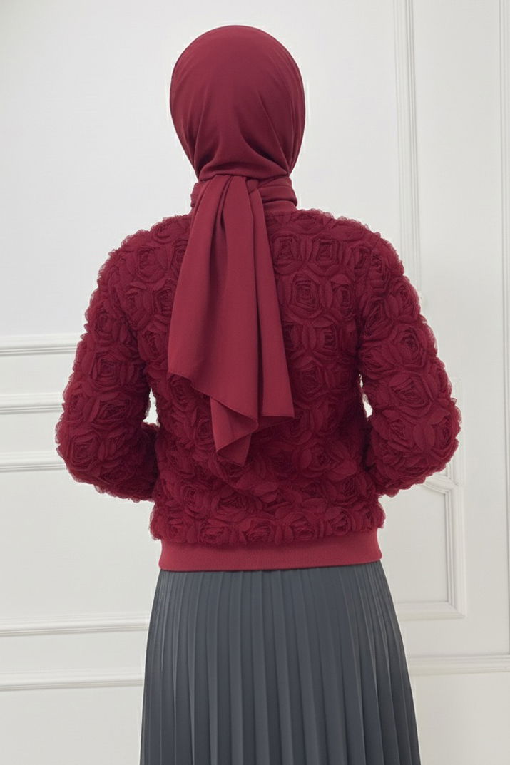 Güllü Tül Mont - 28026-BORDO - 3