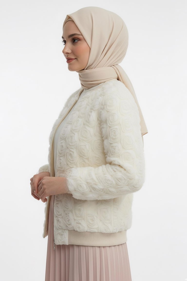 Güllü Tül Mont - 28026-KREM - TOFİSA