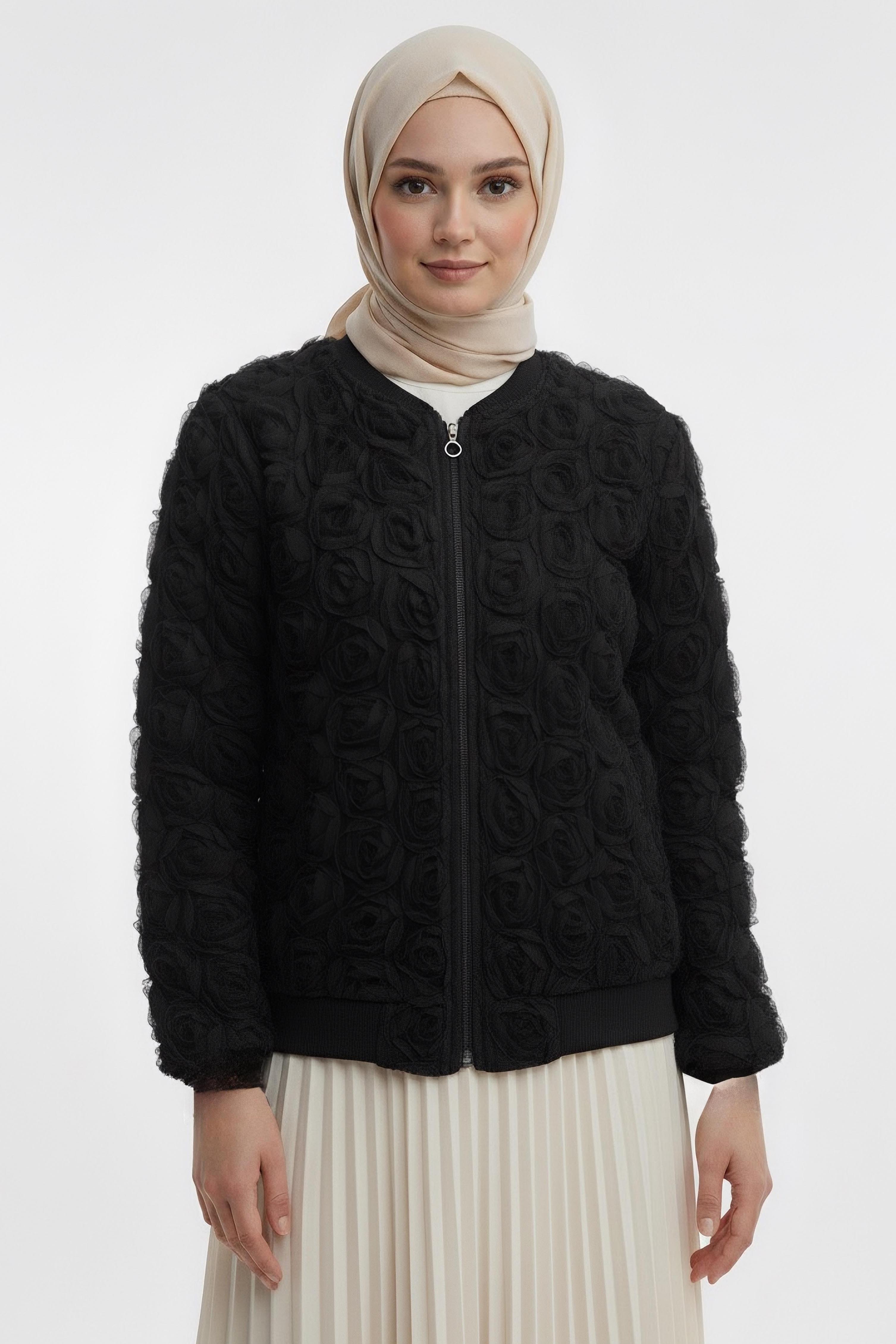 Güllü Tül Mont - 28026-SIYAH - 1