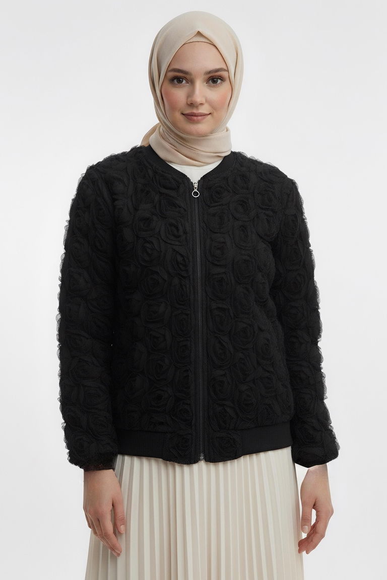 Güllü Tül Mont - 28026-SIYAH - TOFİSA