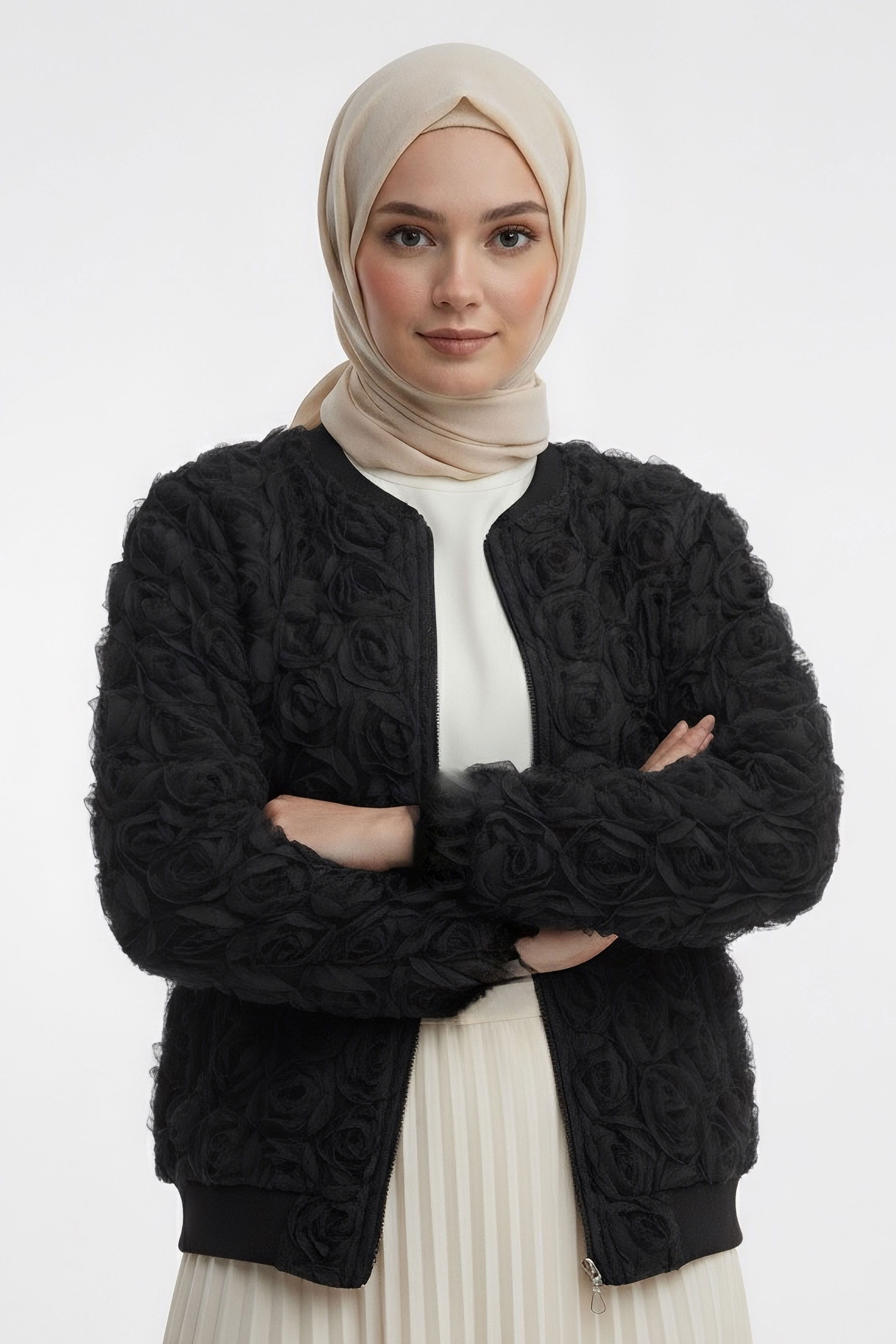 Güllü Tül Mont - 28026-SIYAH - 2