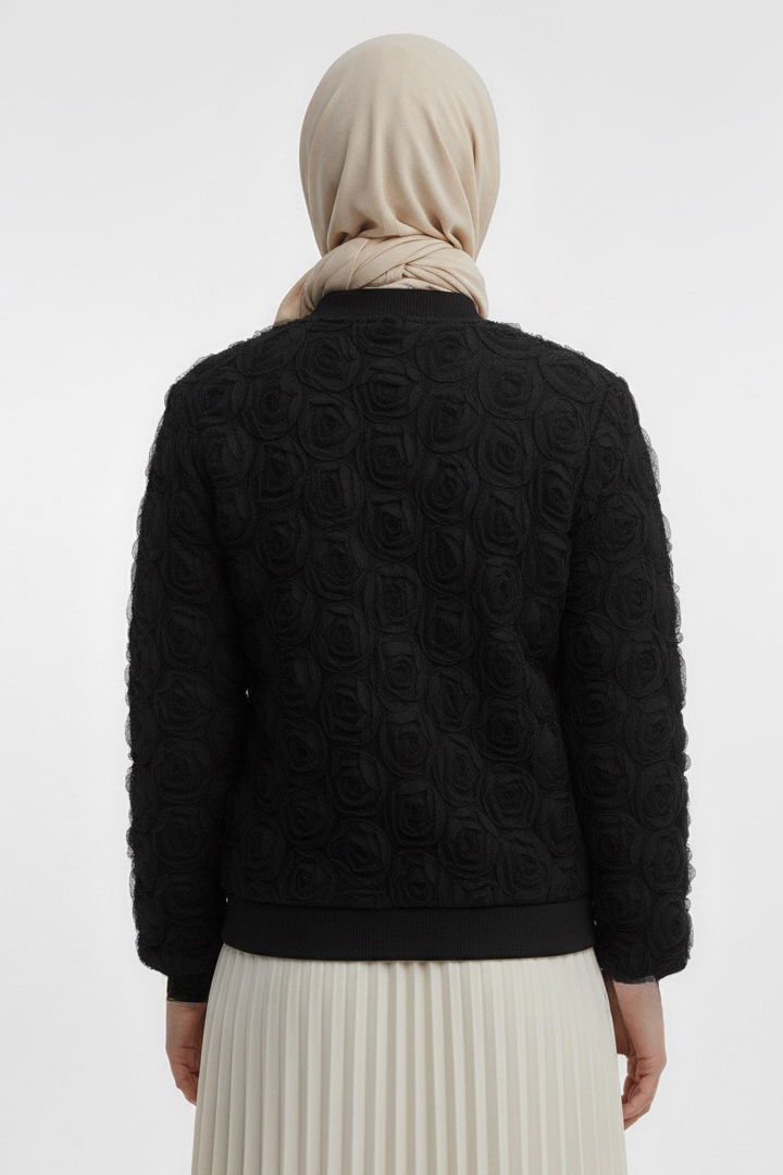 Güllü Tül Mont - 28026-SIYAH - TOFİSA