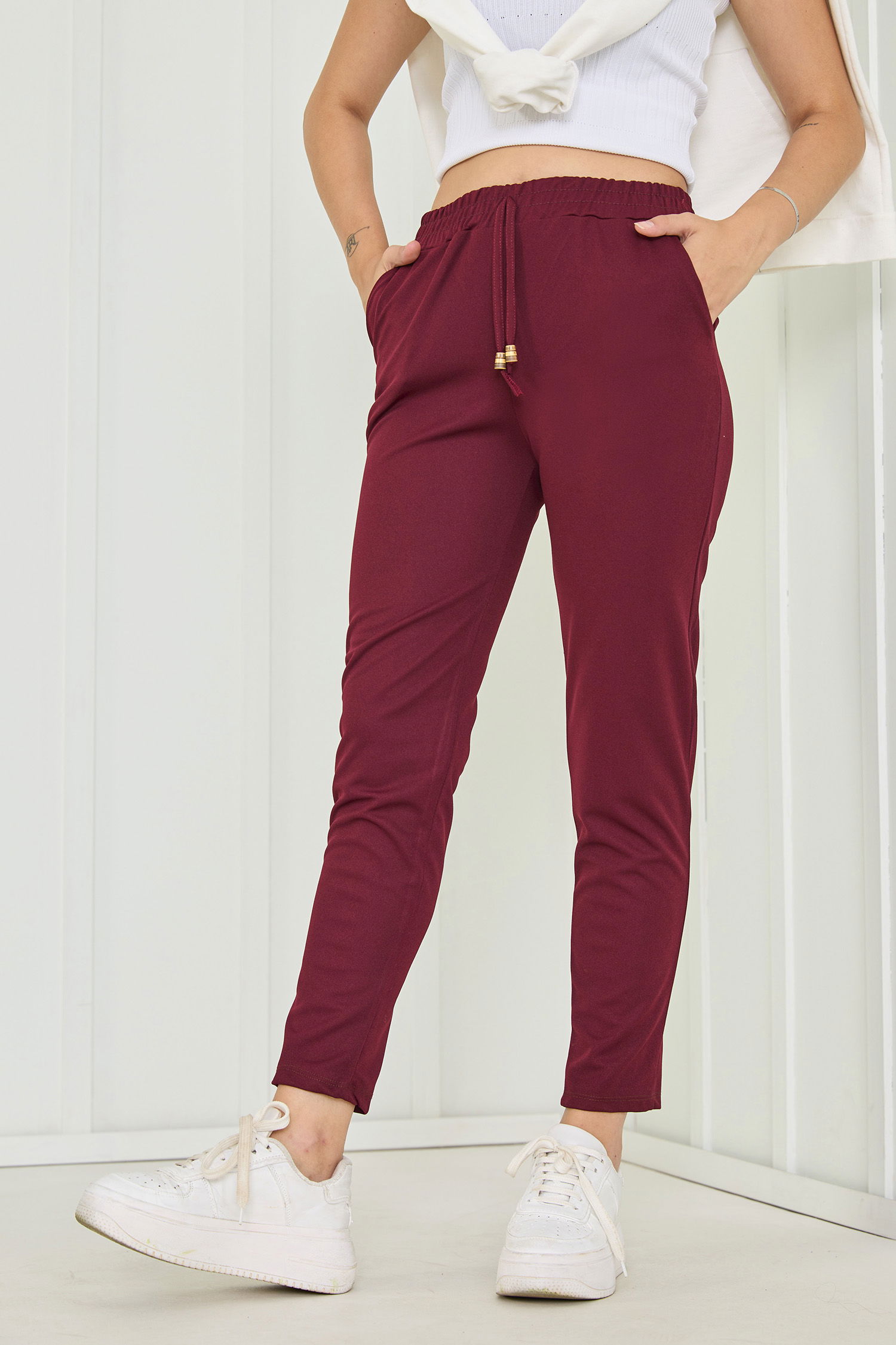 Havuç Pantolon Bordo - 27076 - 2
