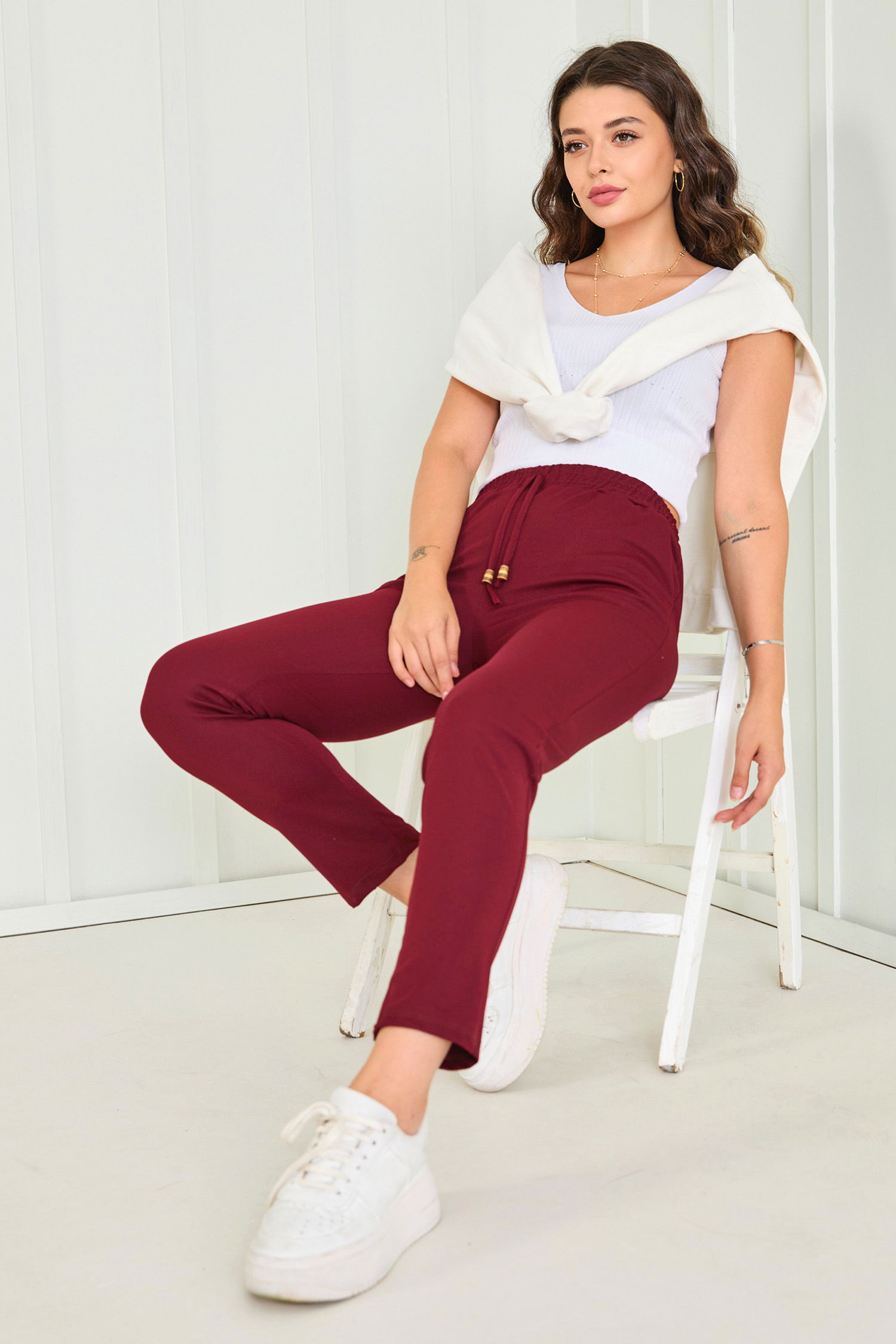 Havuç Pantolon Bordo - 27076 - 7
