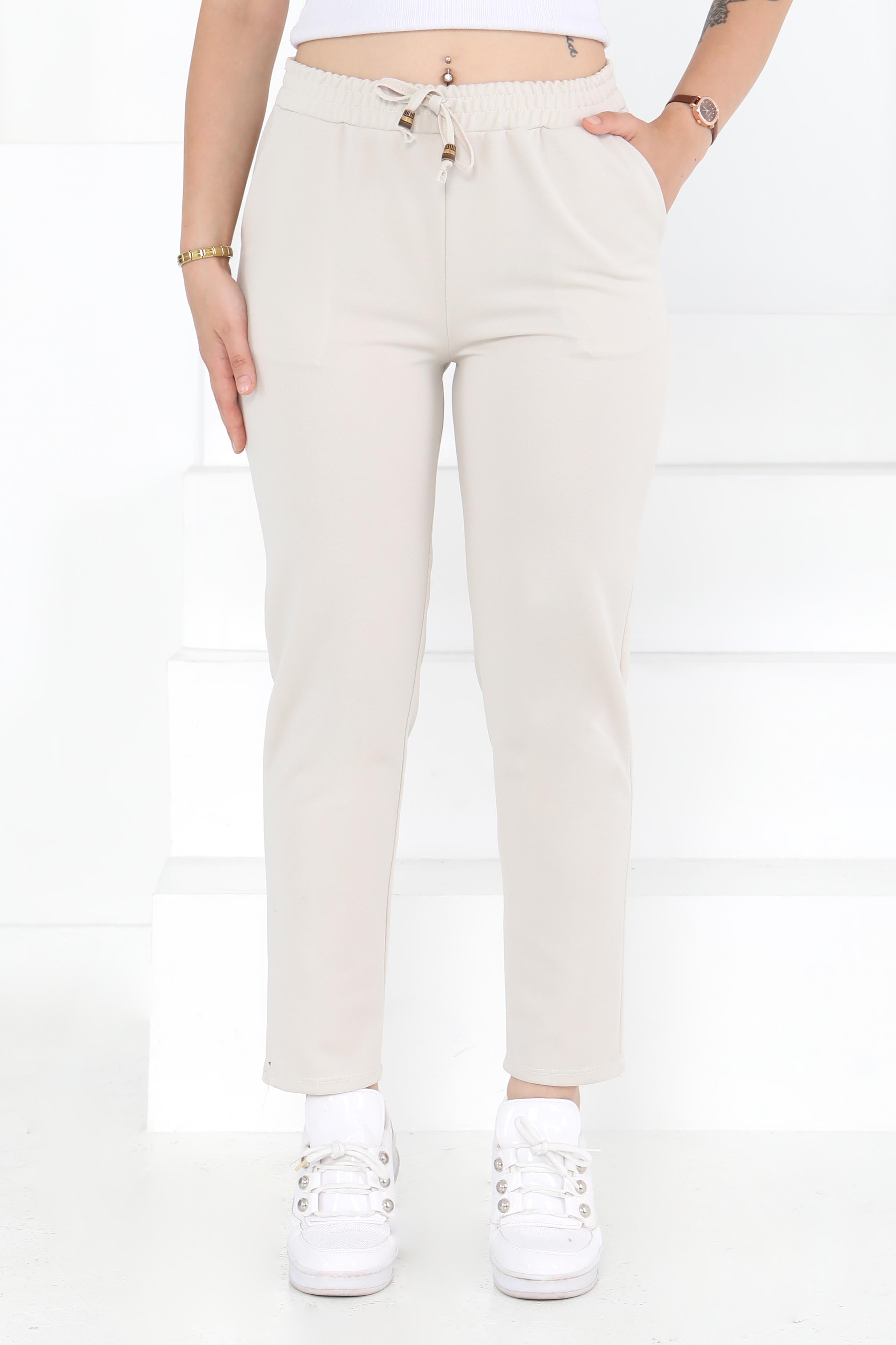 Havuç Pantolon Krem - 27076 - 3