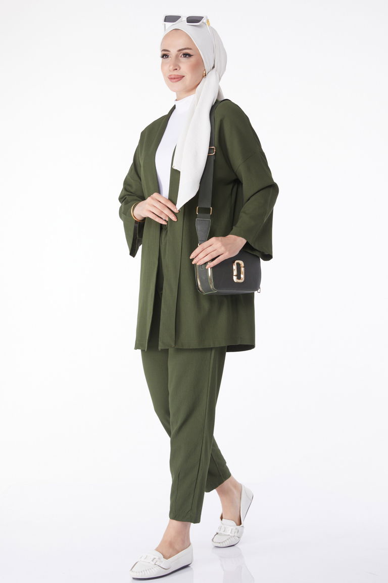 Hırka Pantolon İkili Takım Haki - 27115 - TOFİSA