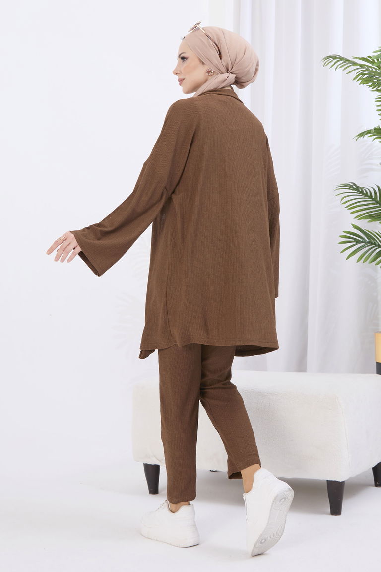 Hırka Pantolon İkili Takım Kahve - 27115 - TOFİSA