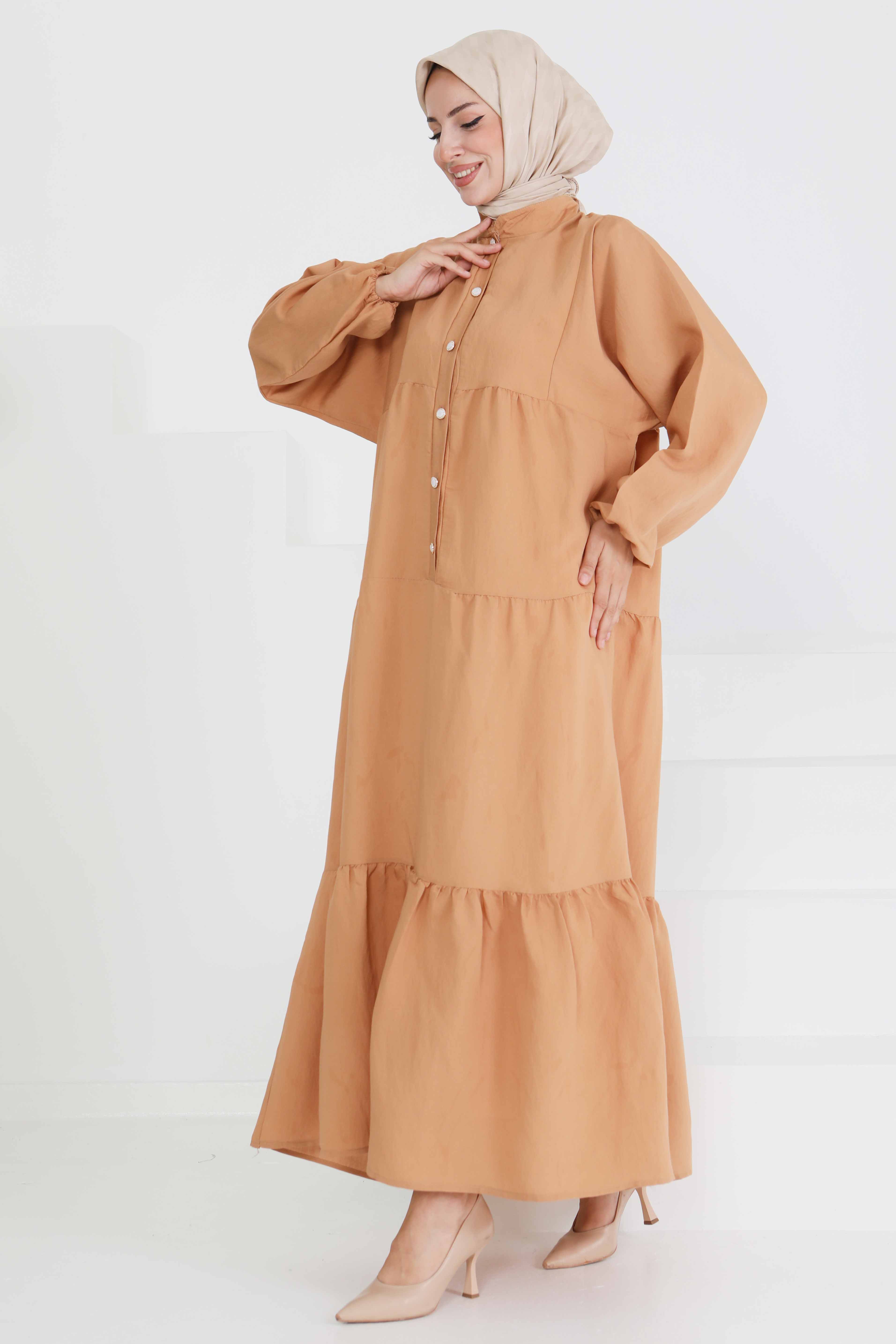 İnci Düğmeli Elbise - 27469 - 2