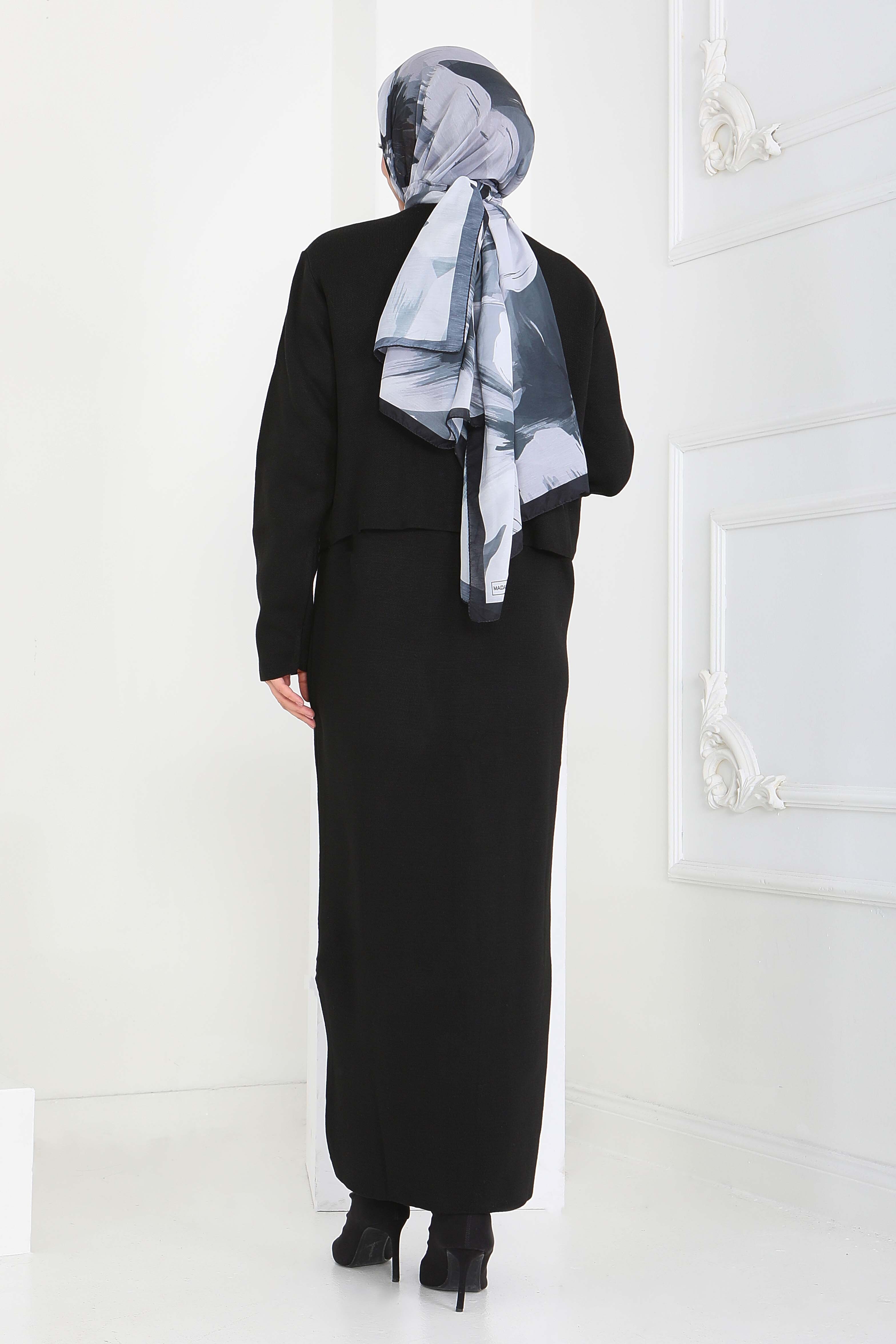 İncili Bolero Elbise Triko Takım - 27928-SIYAH - 5