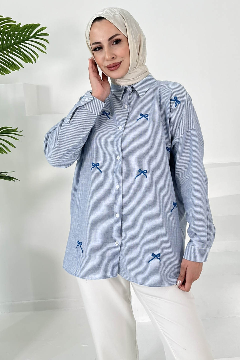 İncili Gömlek Bebe Mavi - 27033 - 3