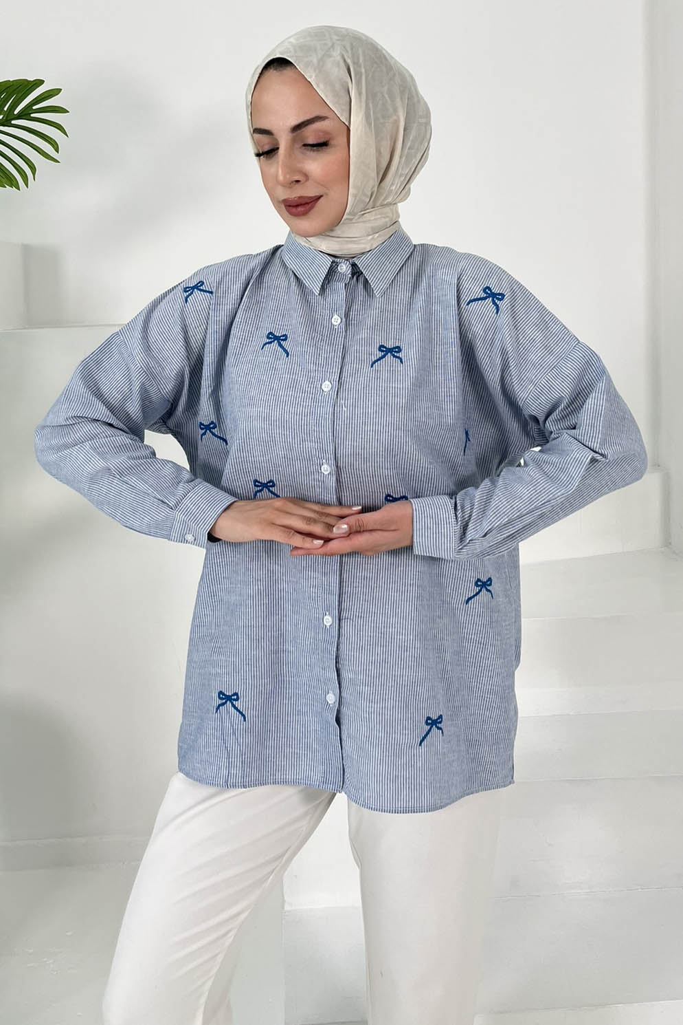 İncili Gömlek Bebe Mavi - 27033 - 4
