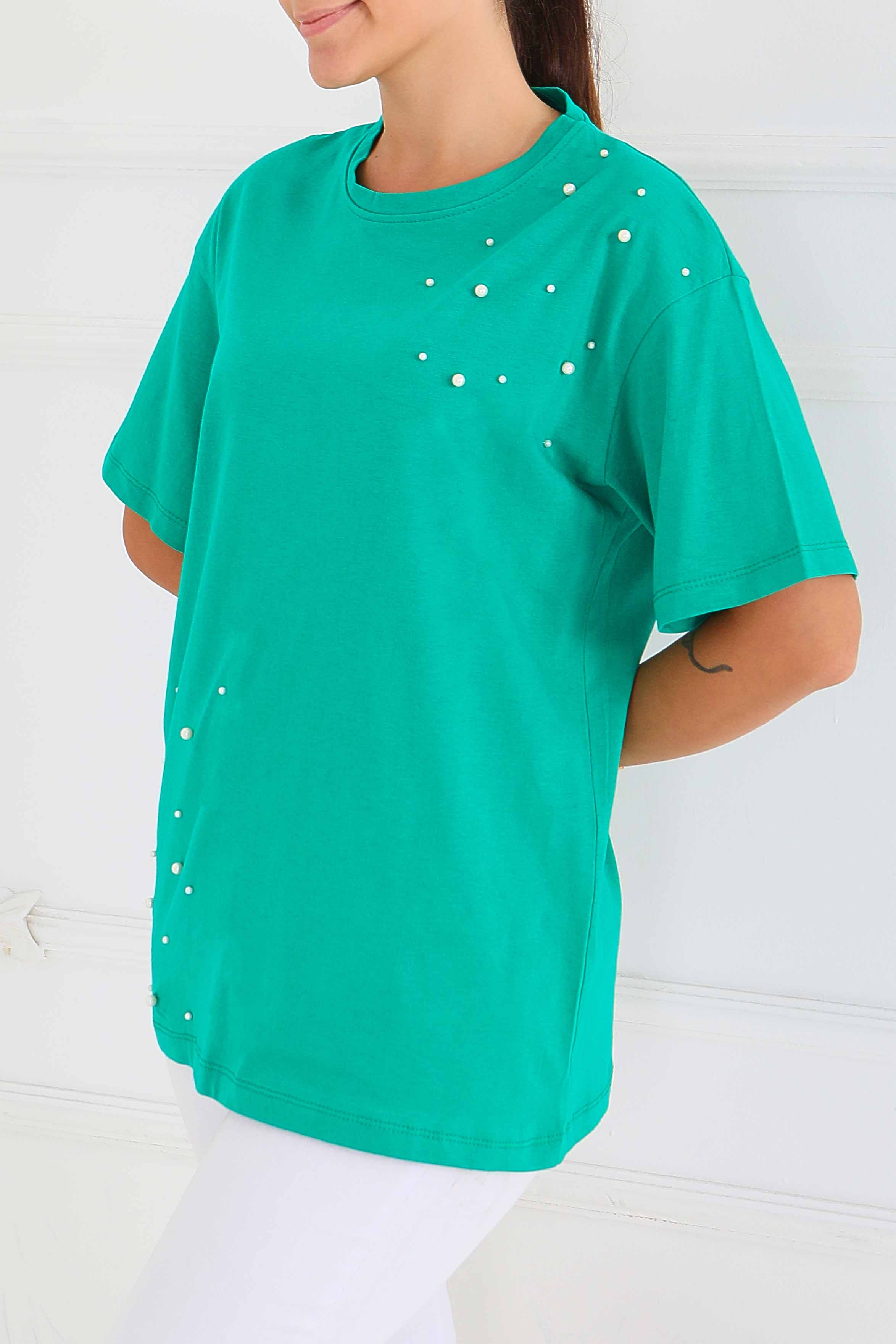 İncili Kısa Kollu T-Şhirt - 27543 - 3