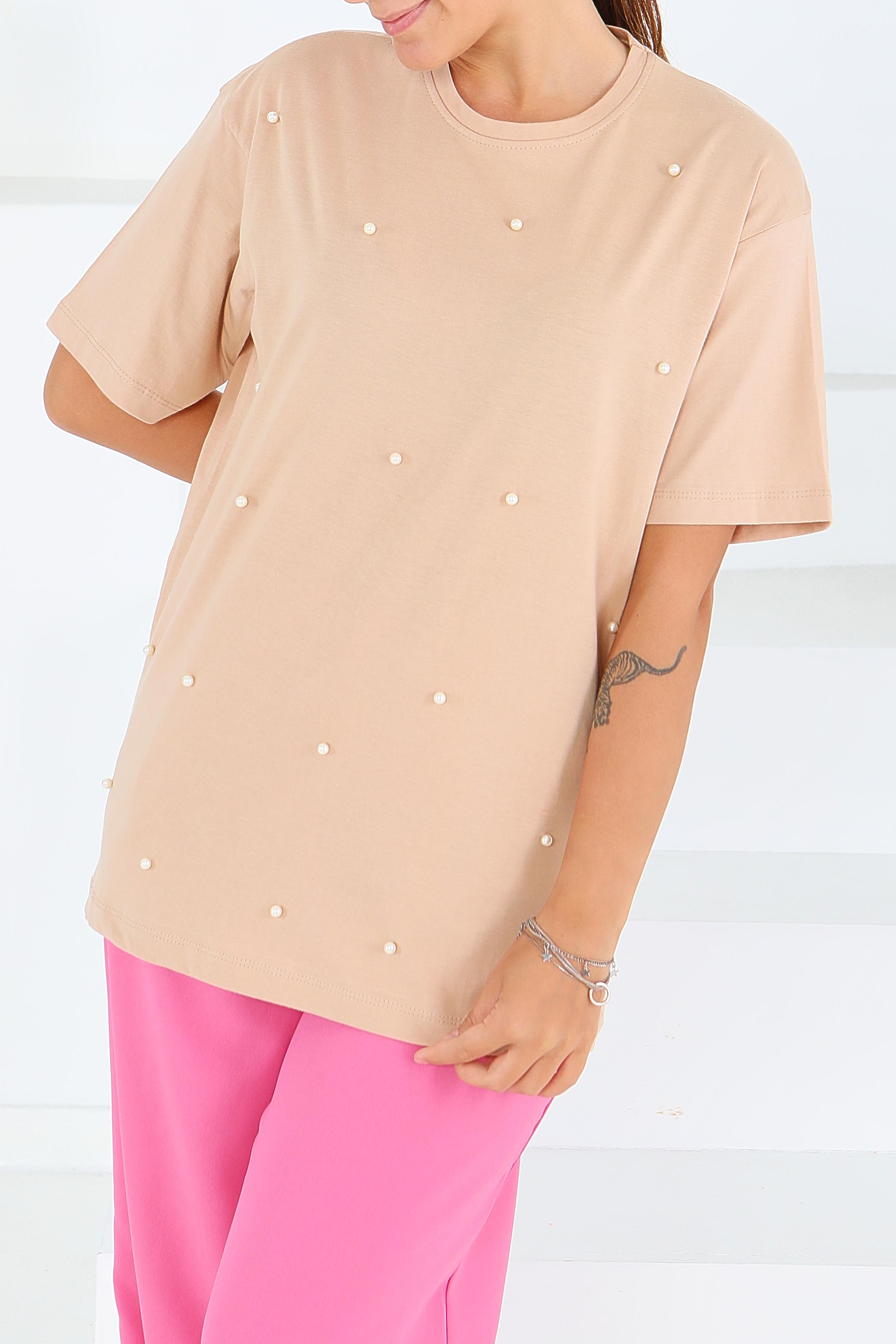 İncili Kısa Kollu T-Şhirt - 27544 - 3