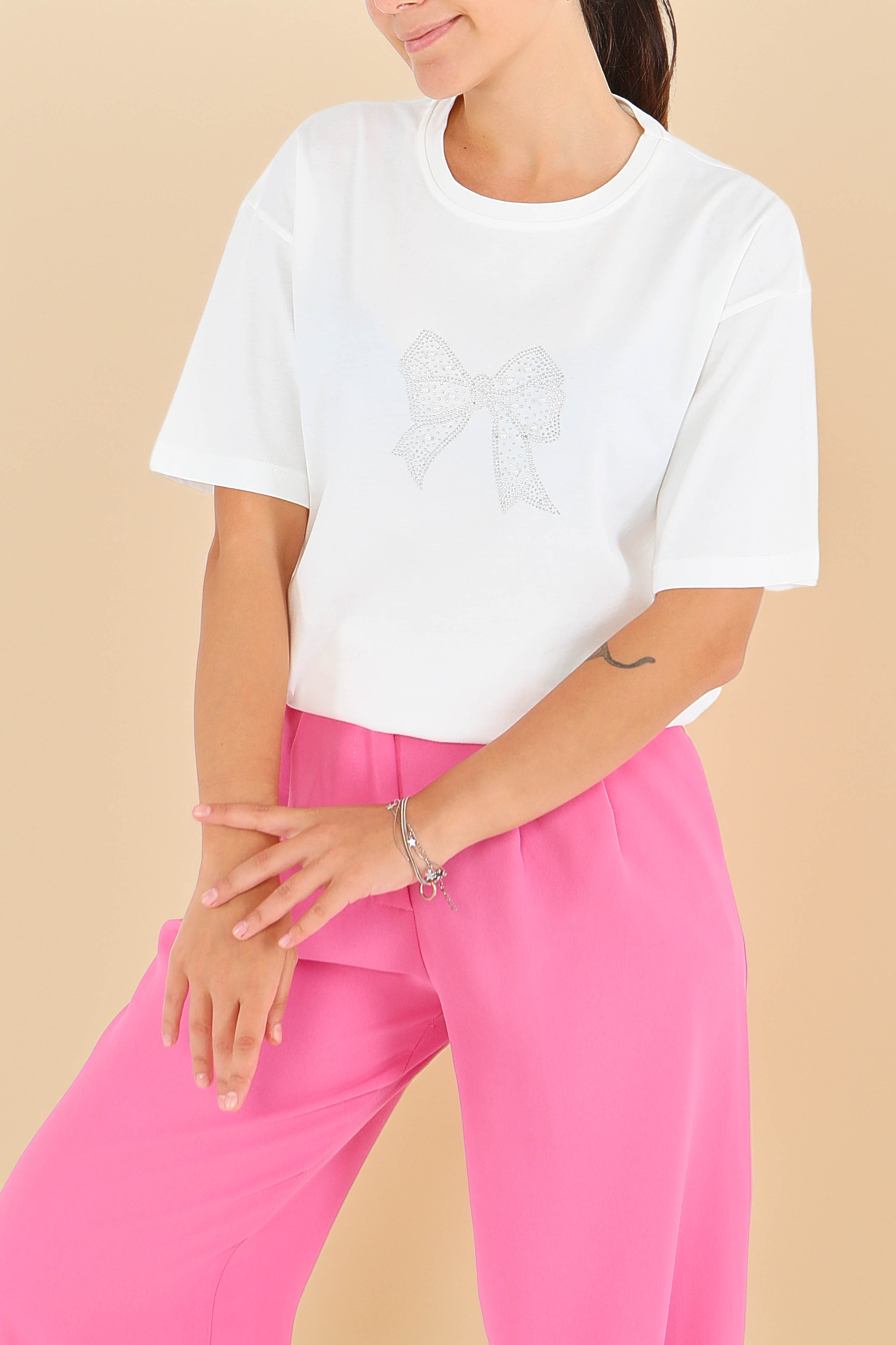 İncili Kısa Kollu T-Şhirt - 27574 - 1