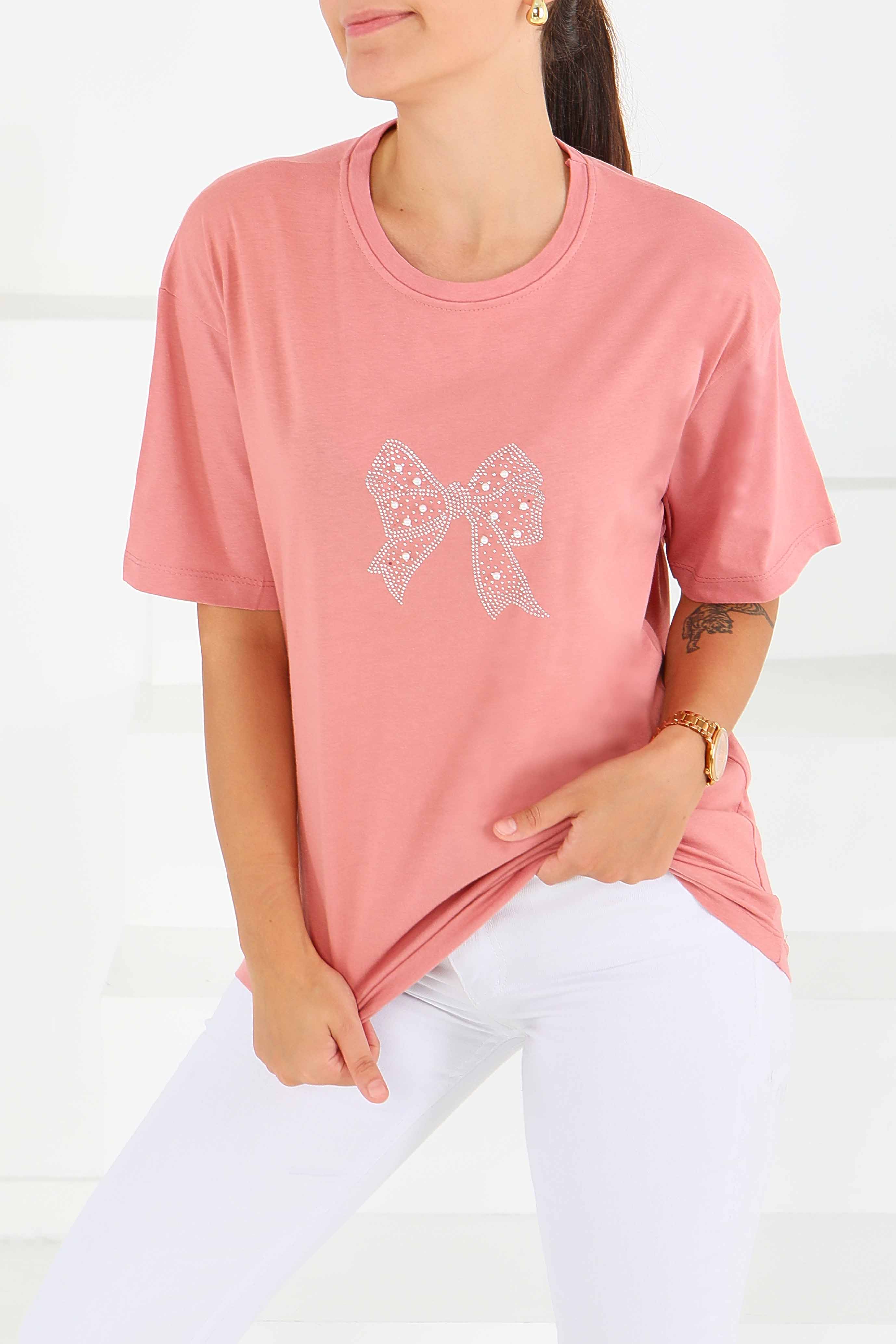 İncili Kısa Kollu T-Şhirt - 27574 - 2