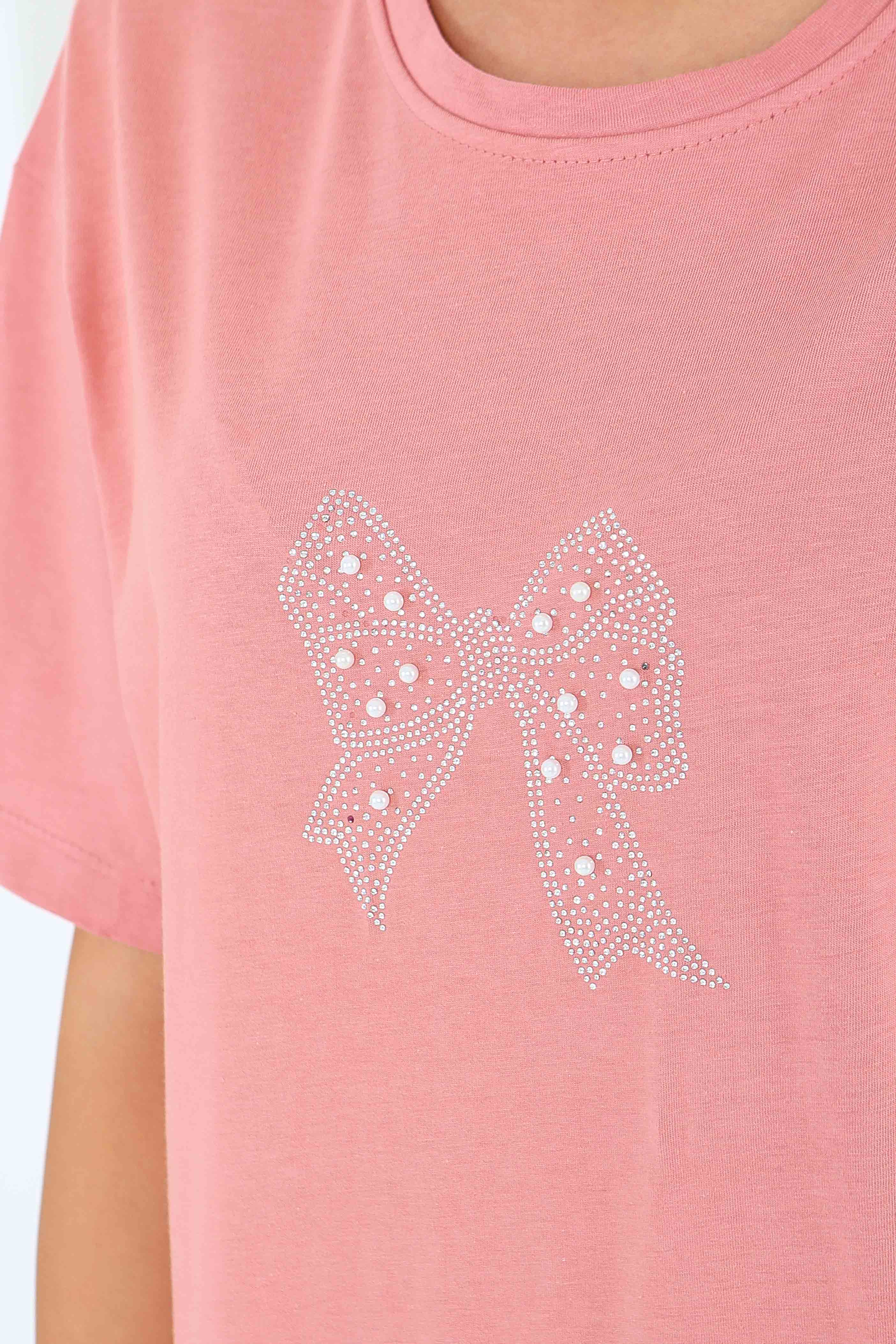 İncili Kısa Kollu T-Şhirt - 27574 - 3