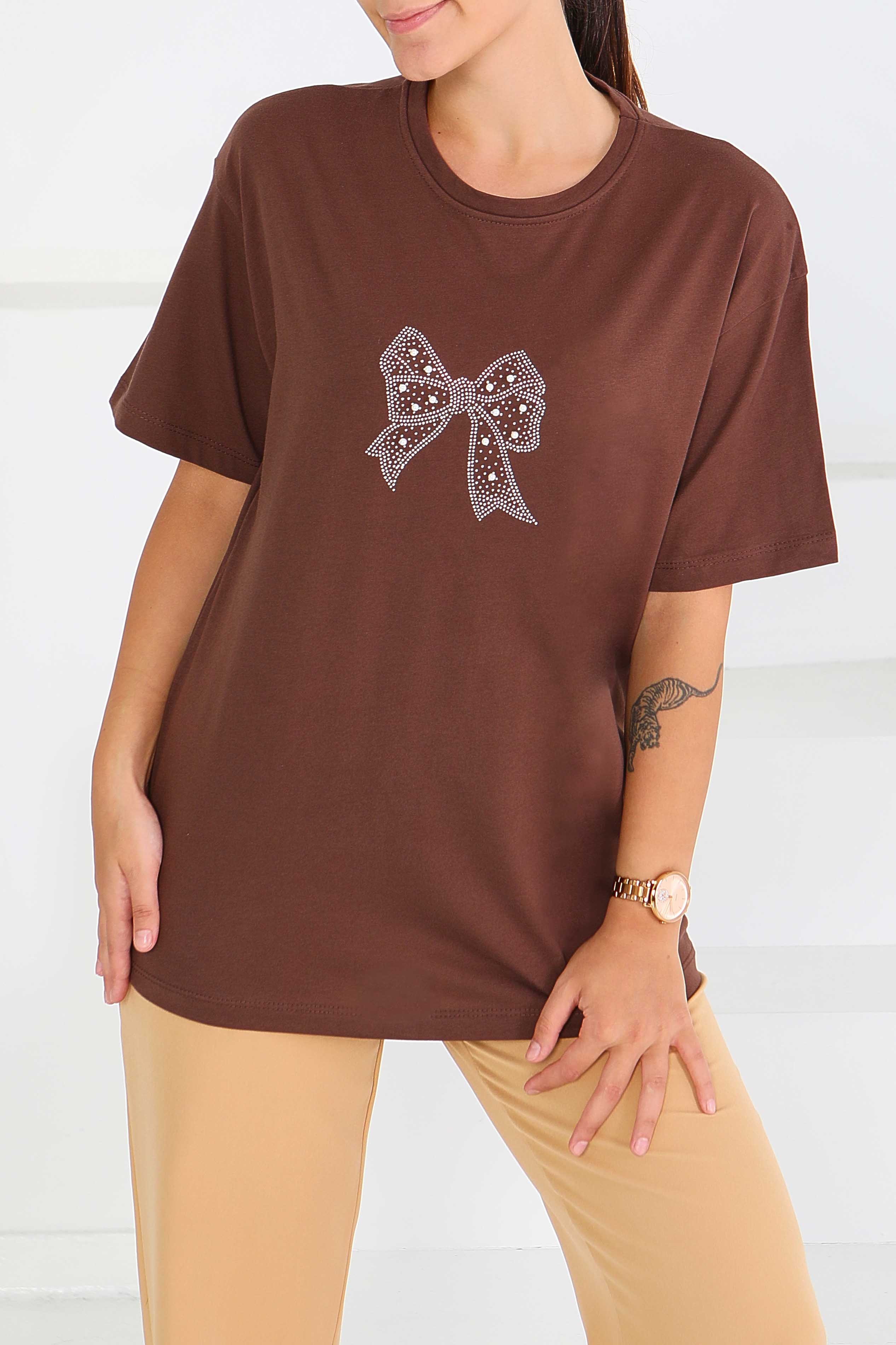 İncili Kısa Kollu T-Şhirt - 27574 - 1