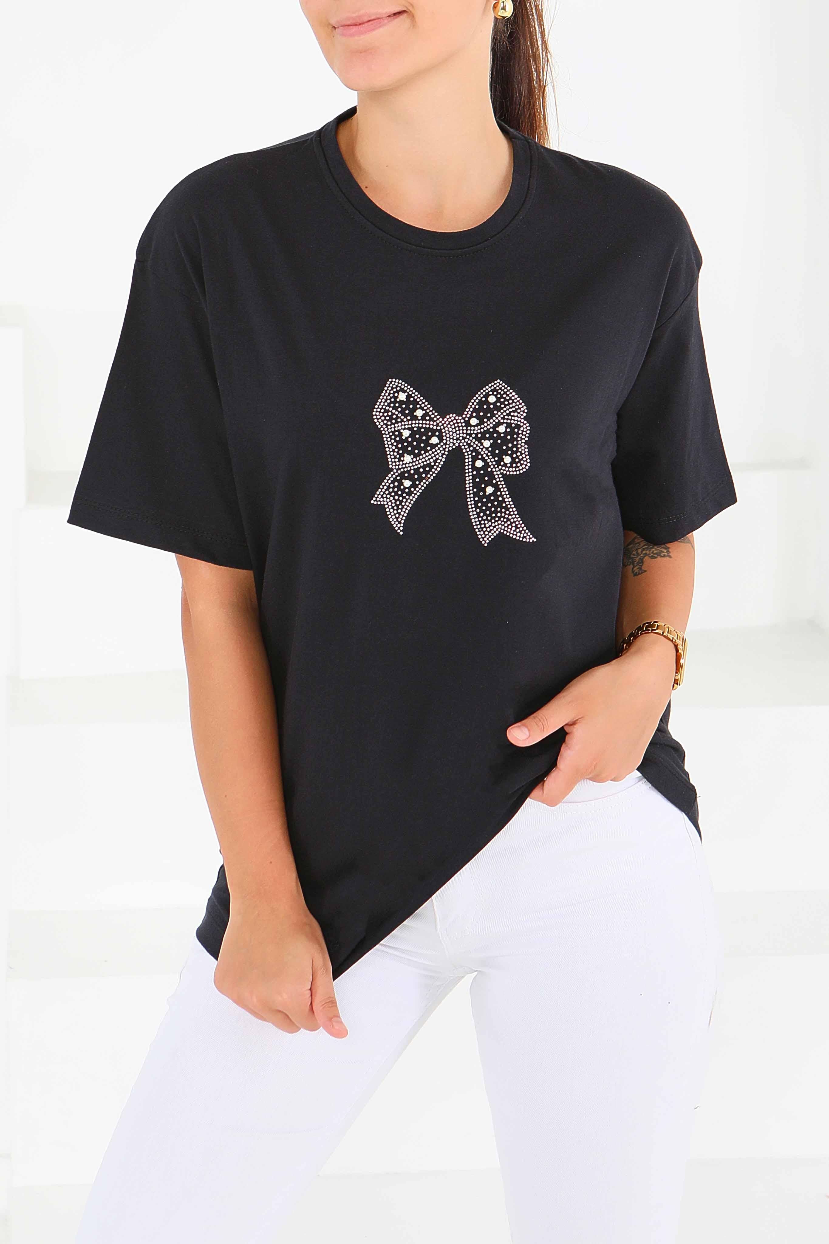 İncili Kısa Kollu T-Şhirt - 27574 - 1