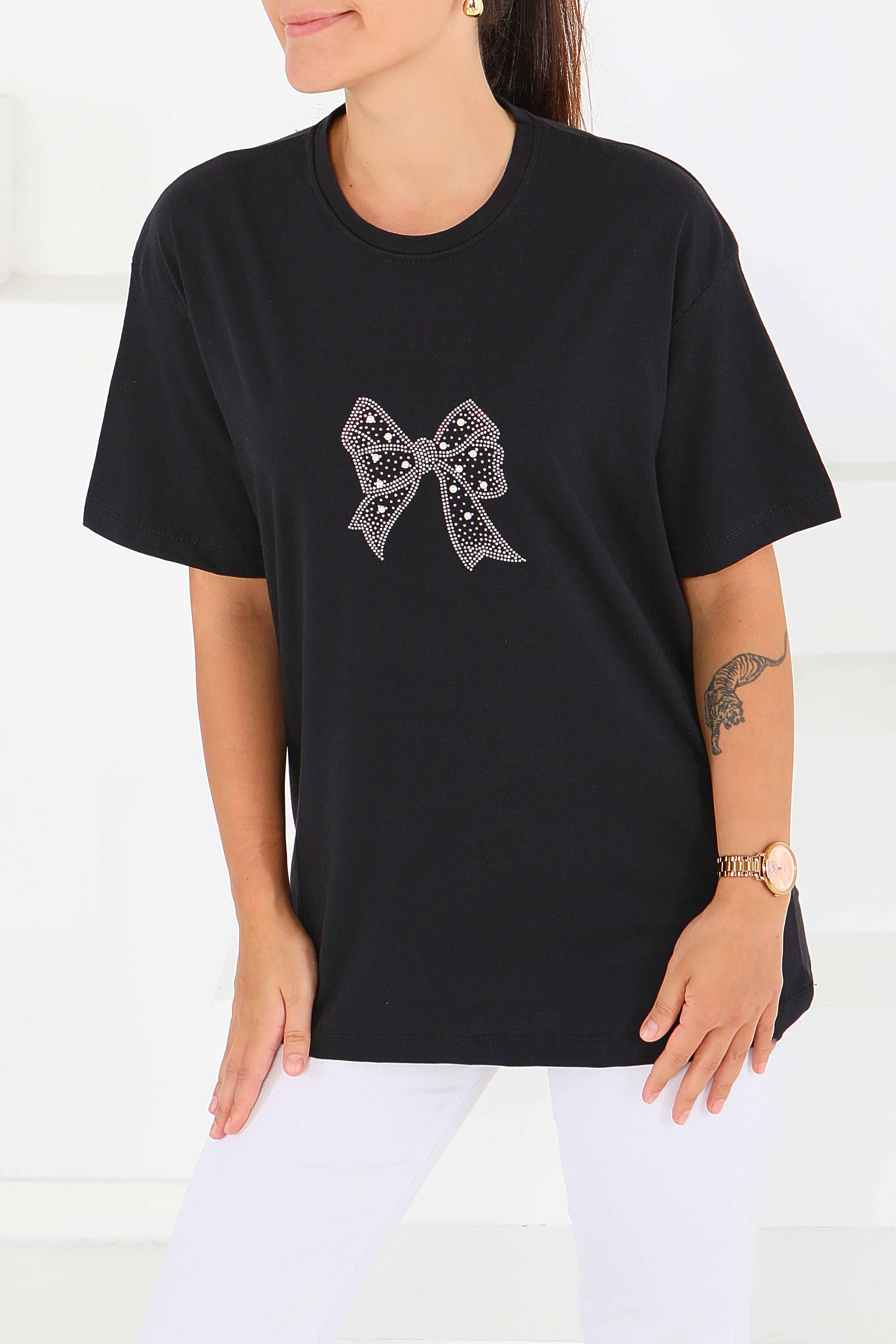 İncili Kısa Kollu T-Şhirt - 27574 - 2