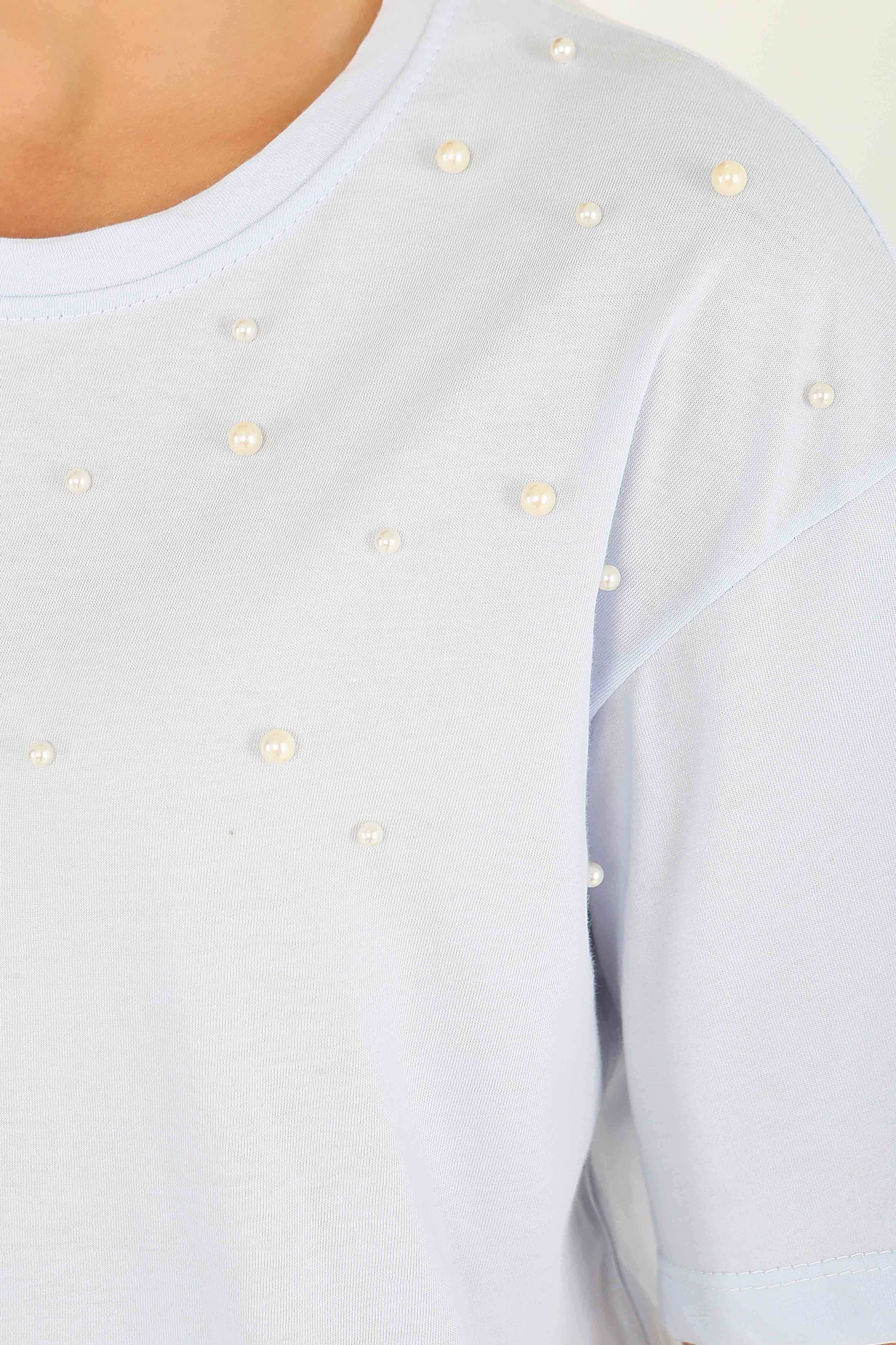 İncili Kısa Kollu T-Şhirt - 27543 - 3