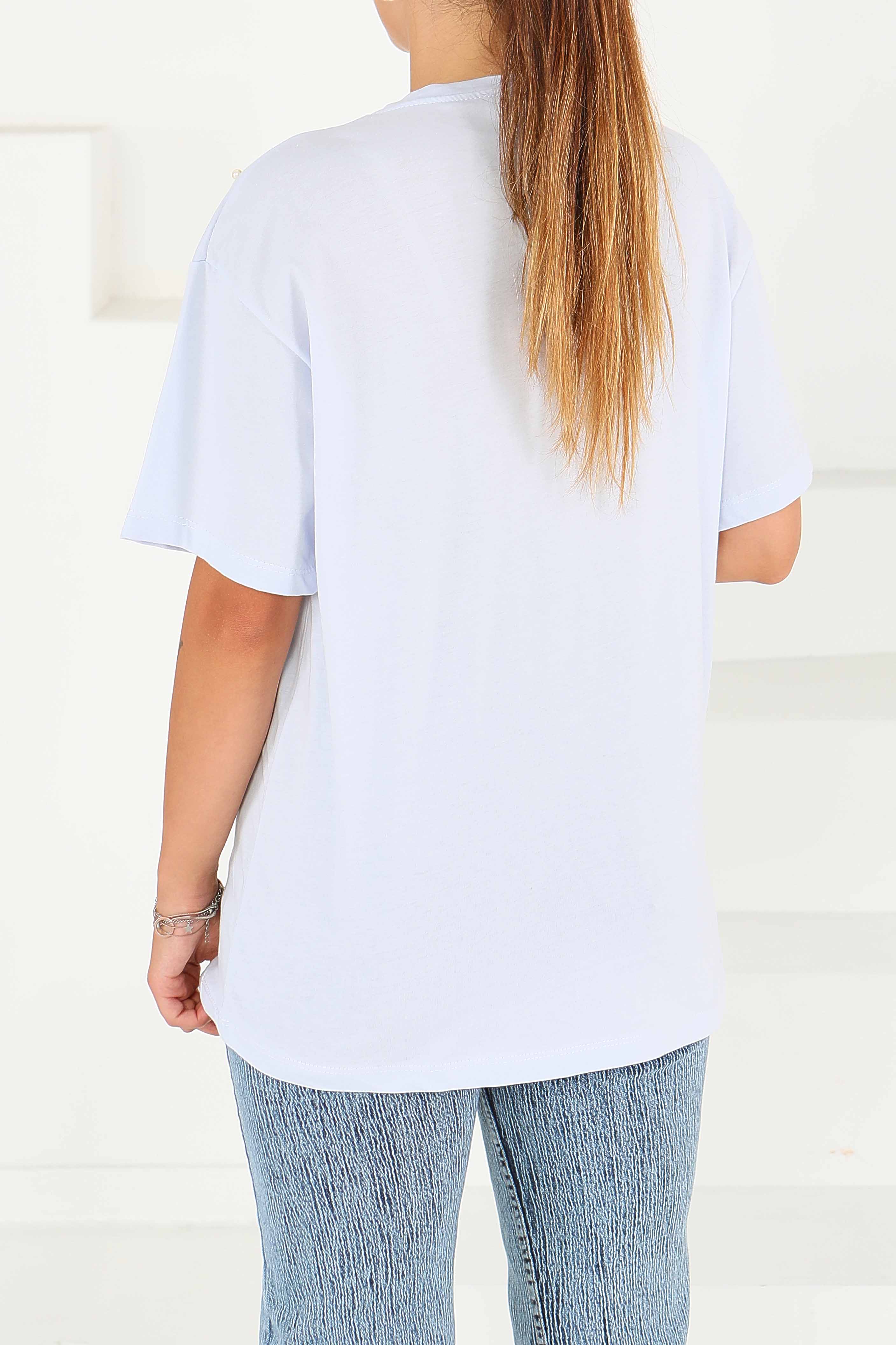 İncili Kısa Kollu T-Şhirt - 27543 - 4