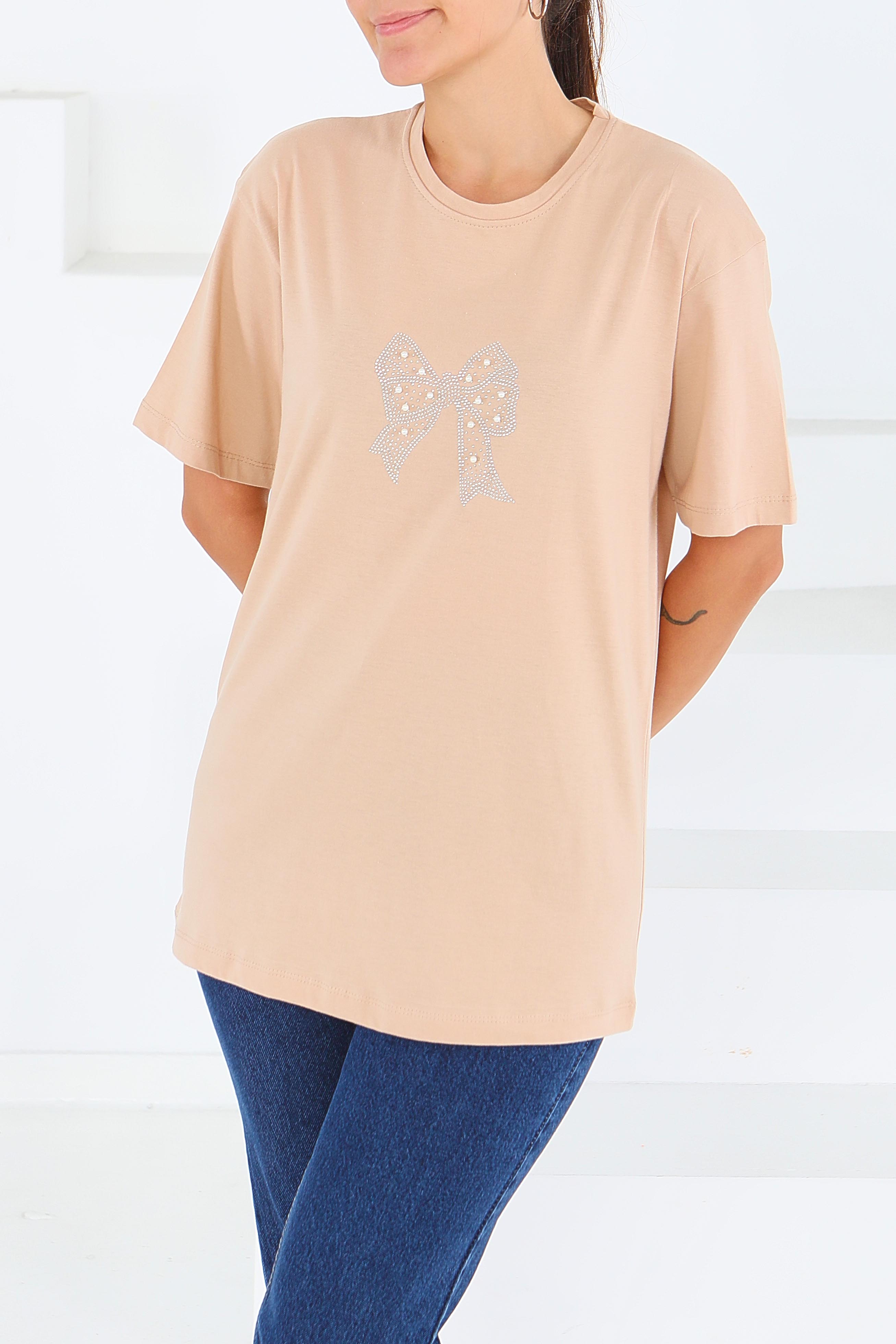 İncili Kısa Kollu T-Şhirt - 27574 - 2