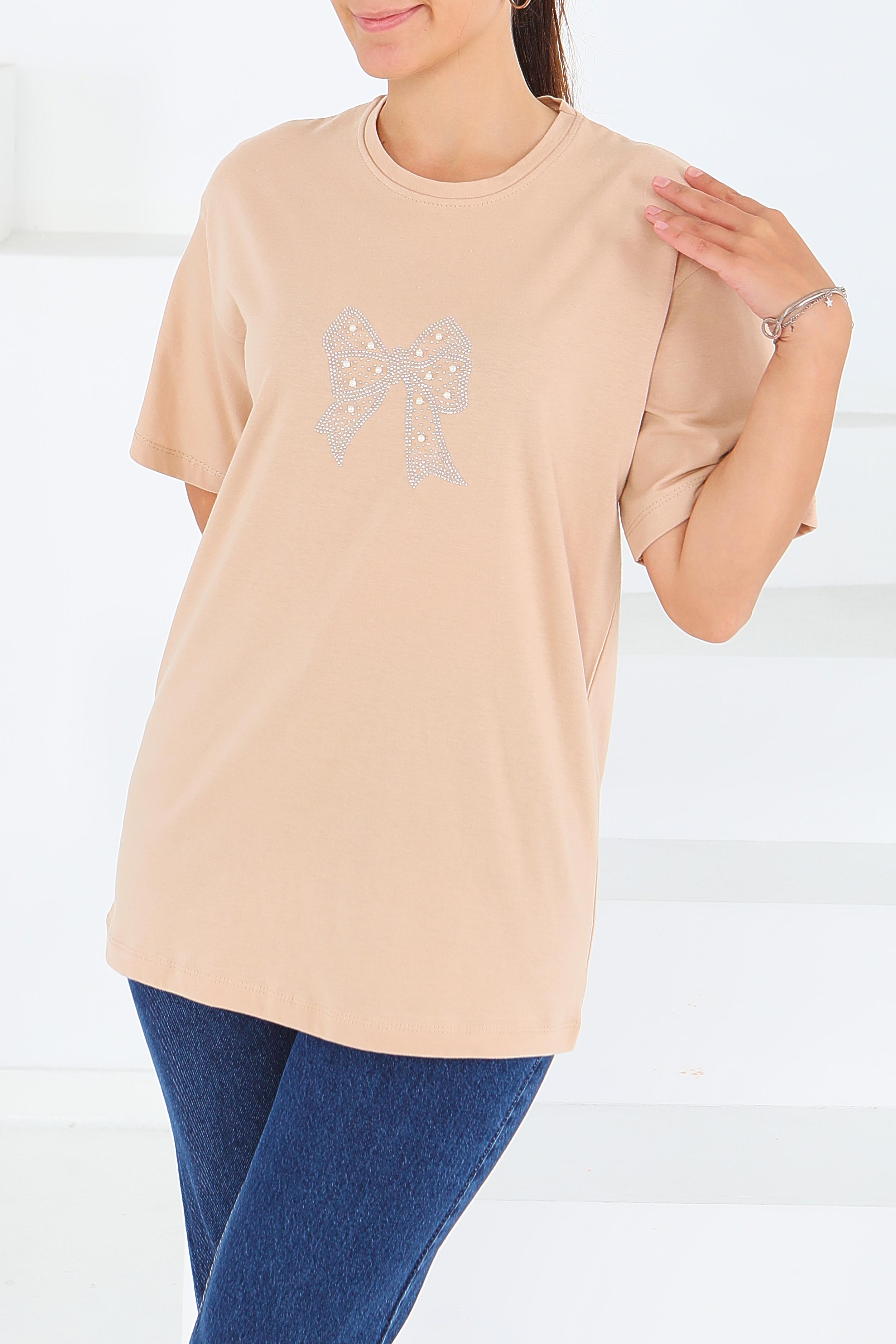 İncili Kısa Kollu T-Şhirt - 27574 - 3