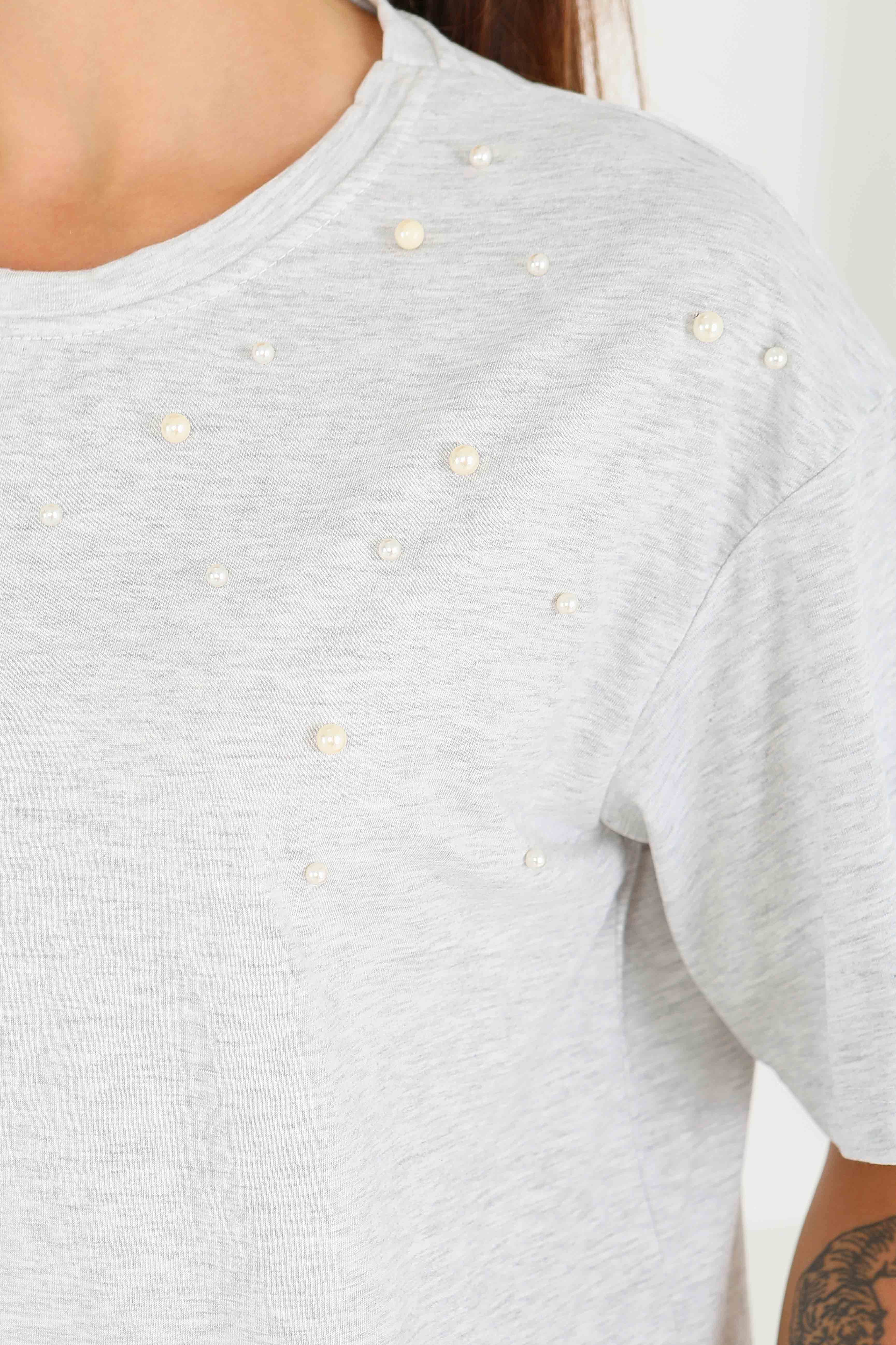 İncili Kısa Kollu T-Şhirt - 27543 - 3