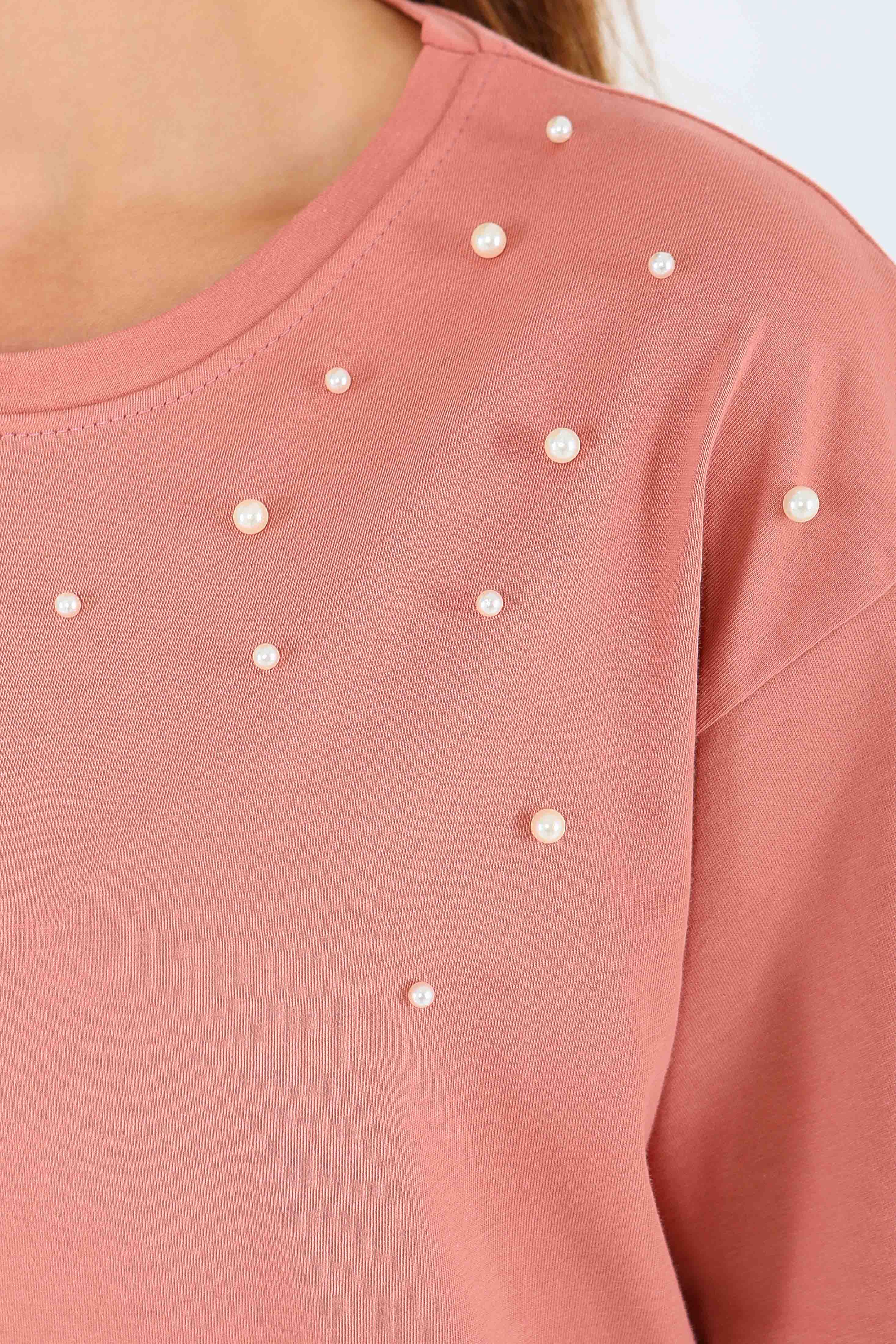 İncili Kısa Kollu T-Şhirt - 27543 - 3