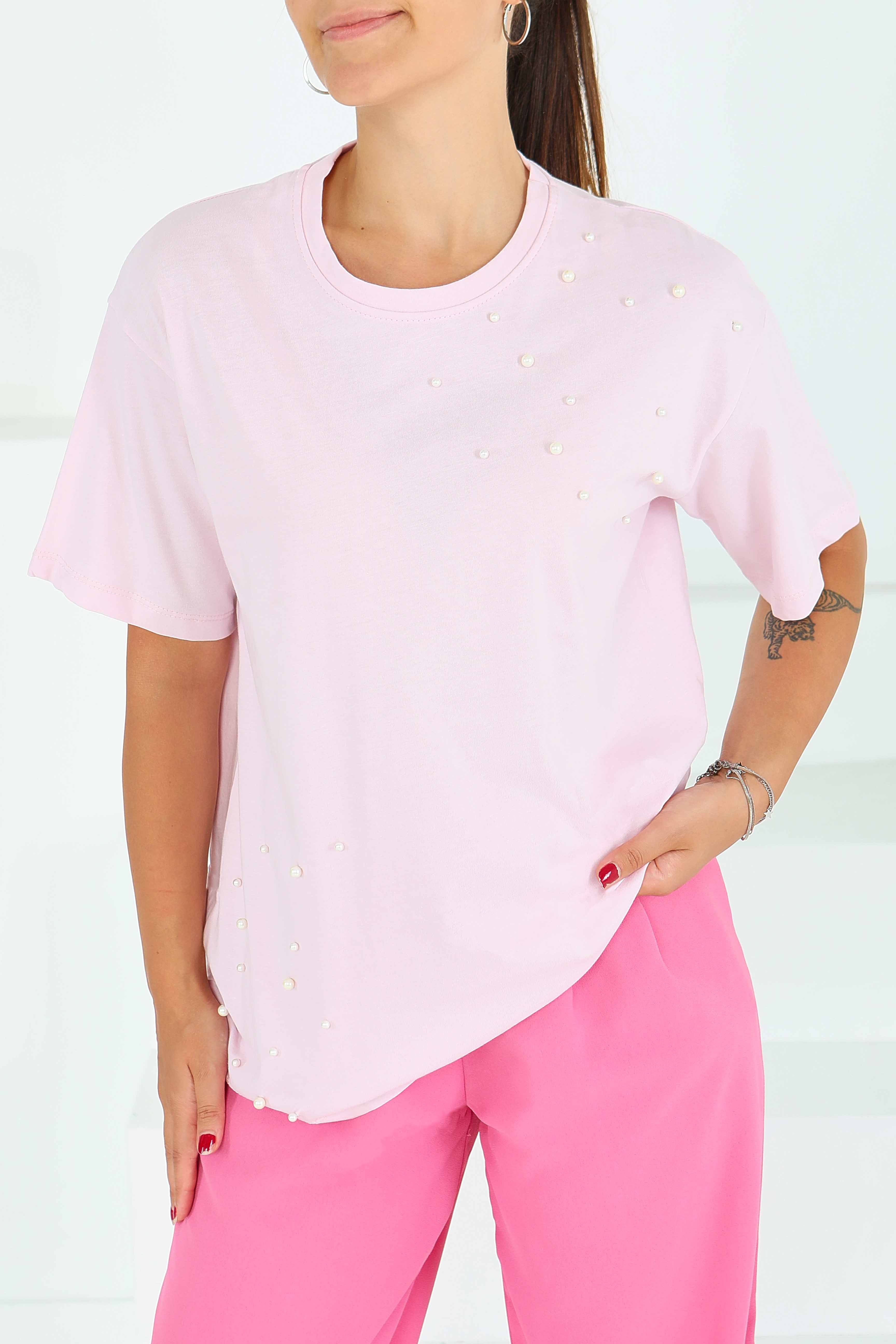 İncili Kısa Kollu T-Şhirt - 27543 - 1