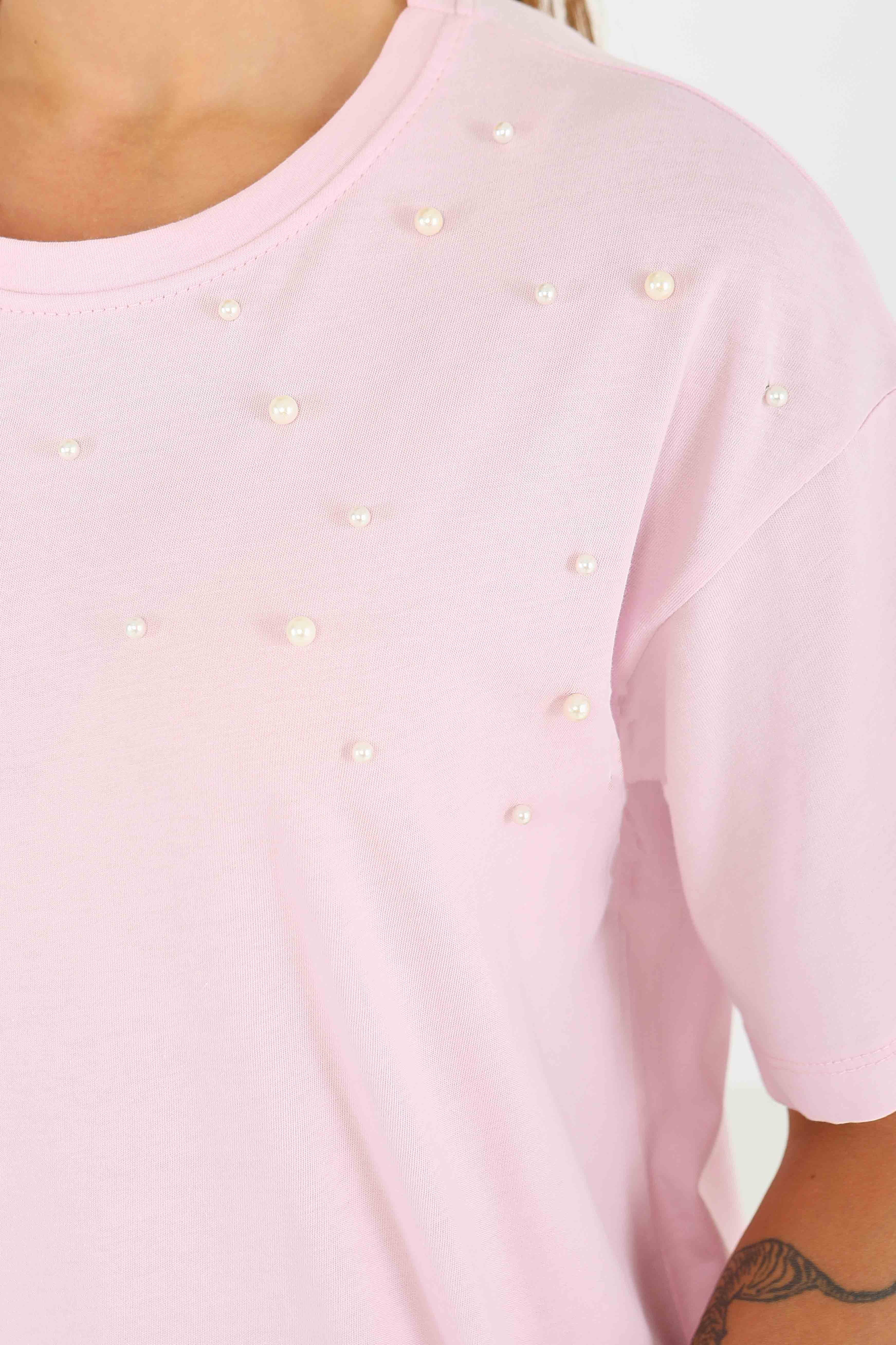 İncili Kısa Kollu T-Şhirt - 27543 - 3