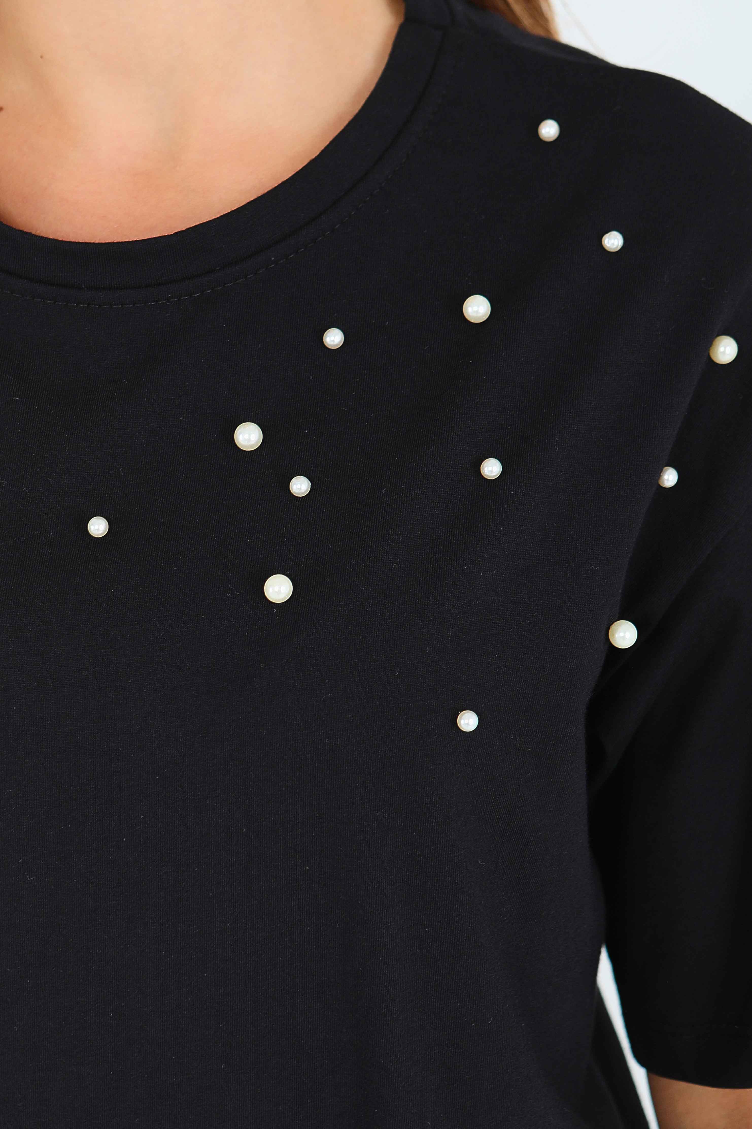 İncili Kısa Kollu T-Şhirt - 27543 - 4