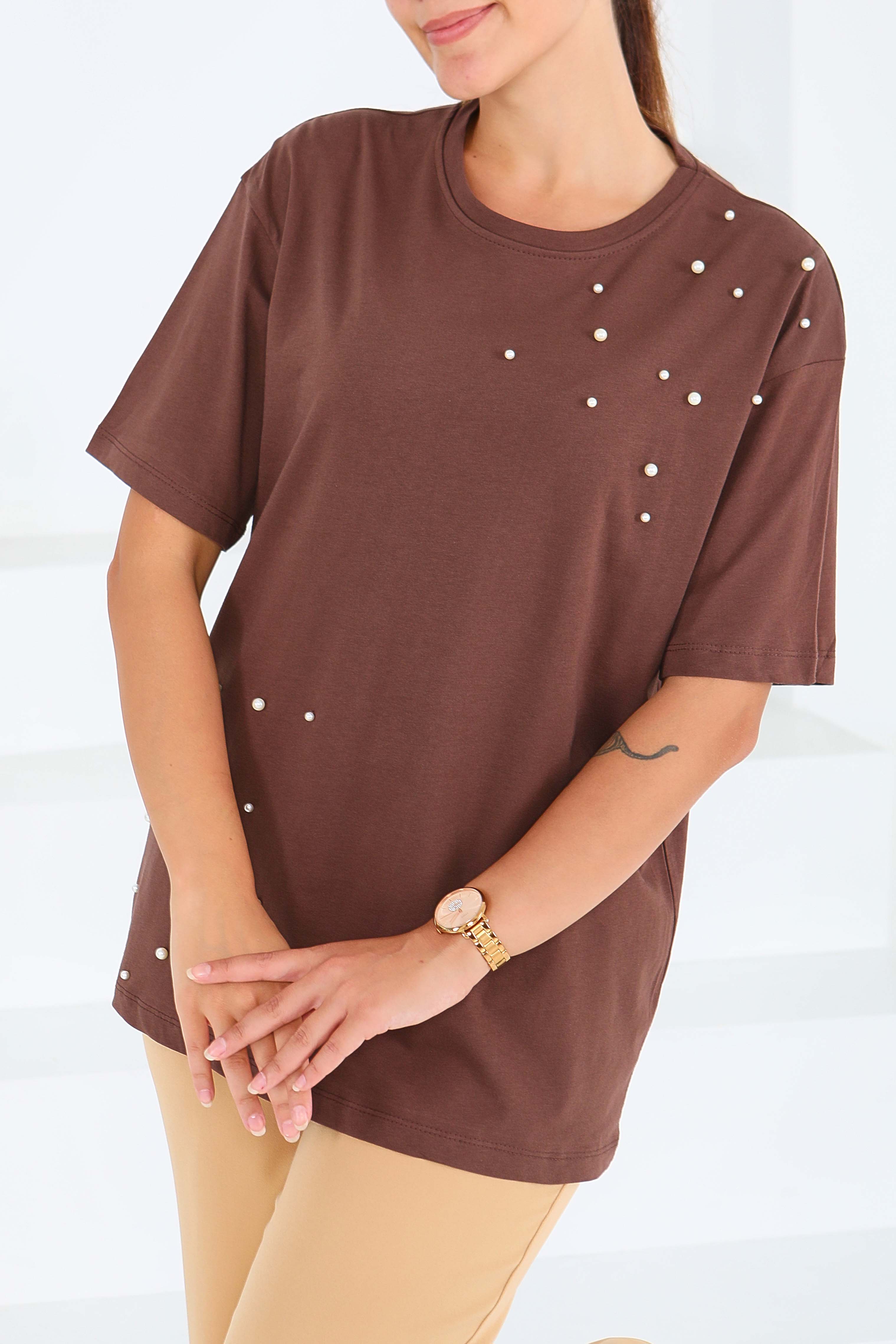 İncili Kısa Kollu T-Şhirt - 27543 - 3