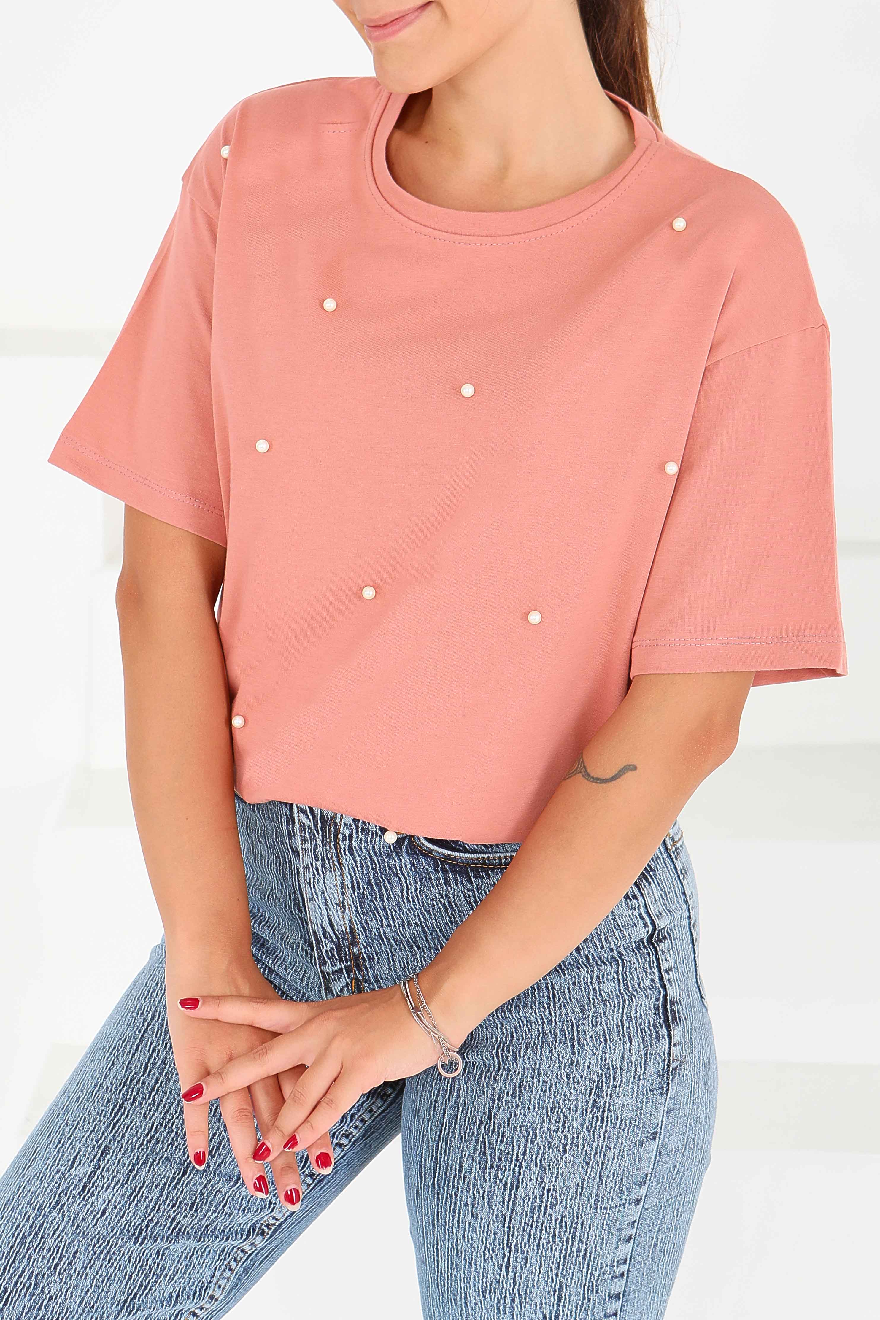 İncili Kısa Kollu T-Şhirt - 27544 - 1