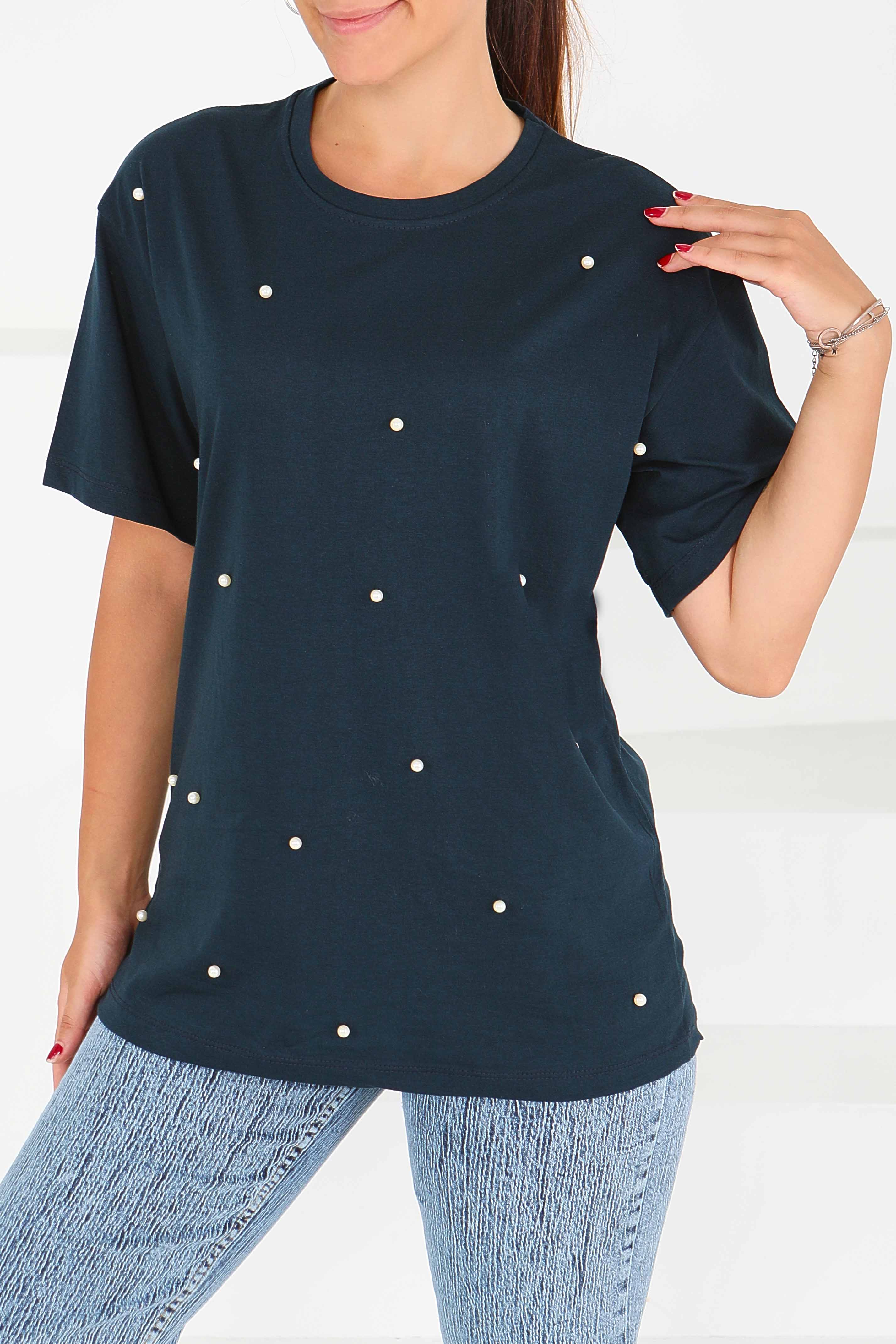 İncili Kısa Kollu T-Şhirt - 27544 - 2