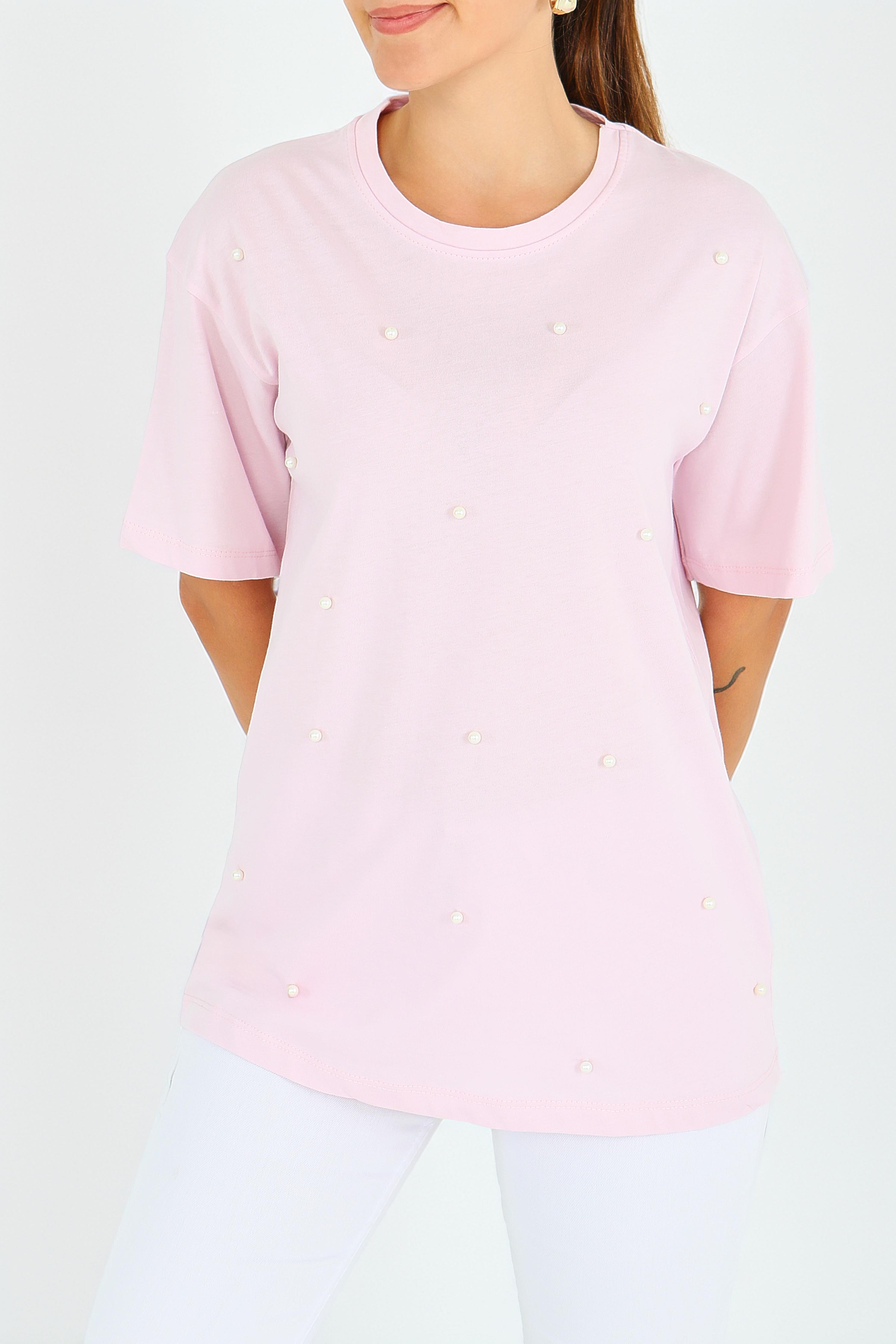 İncili Kısa Kollu T-Şhirt - 27544 - 1