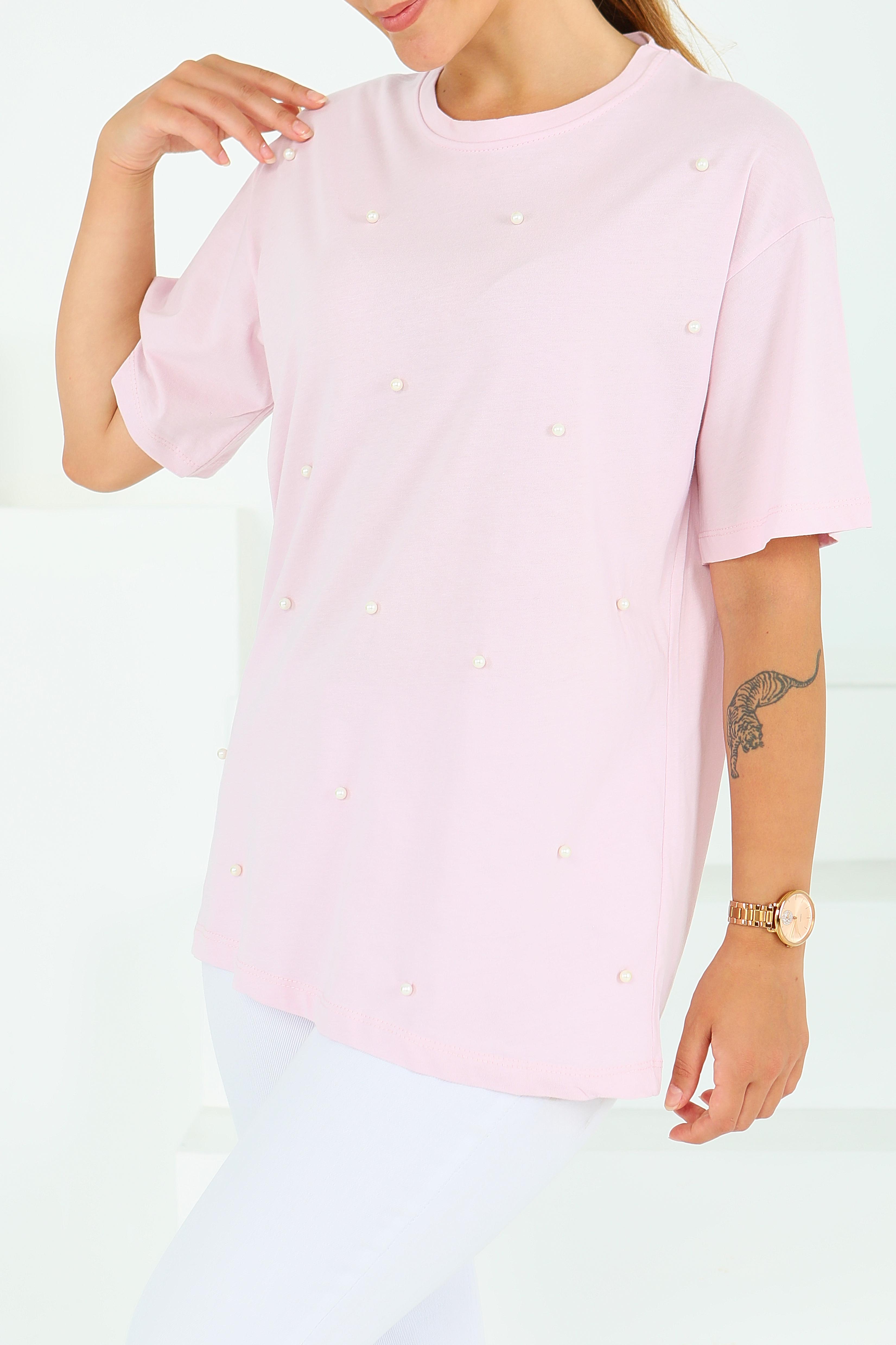 İncili Kısa Kollu T-Şhirt - 27544 - 3