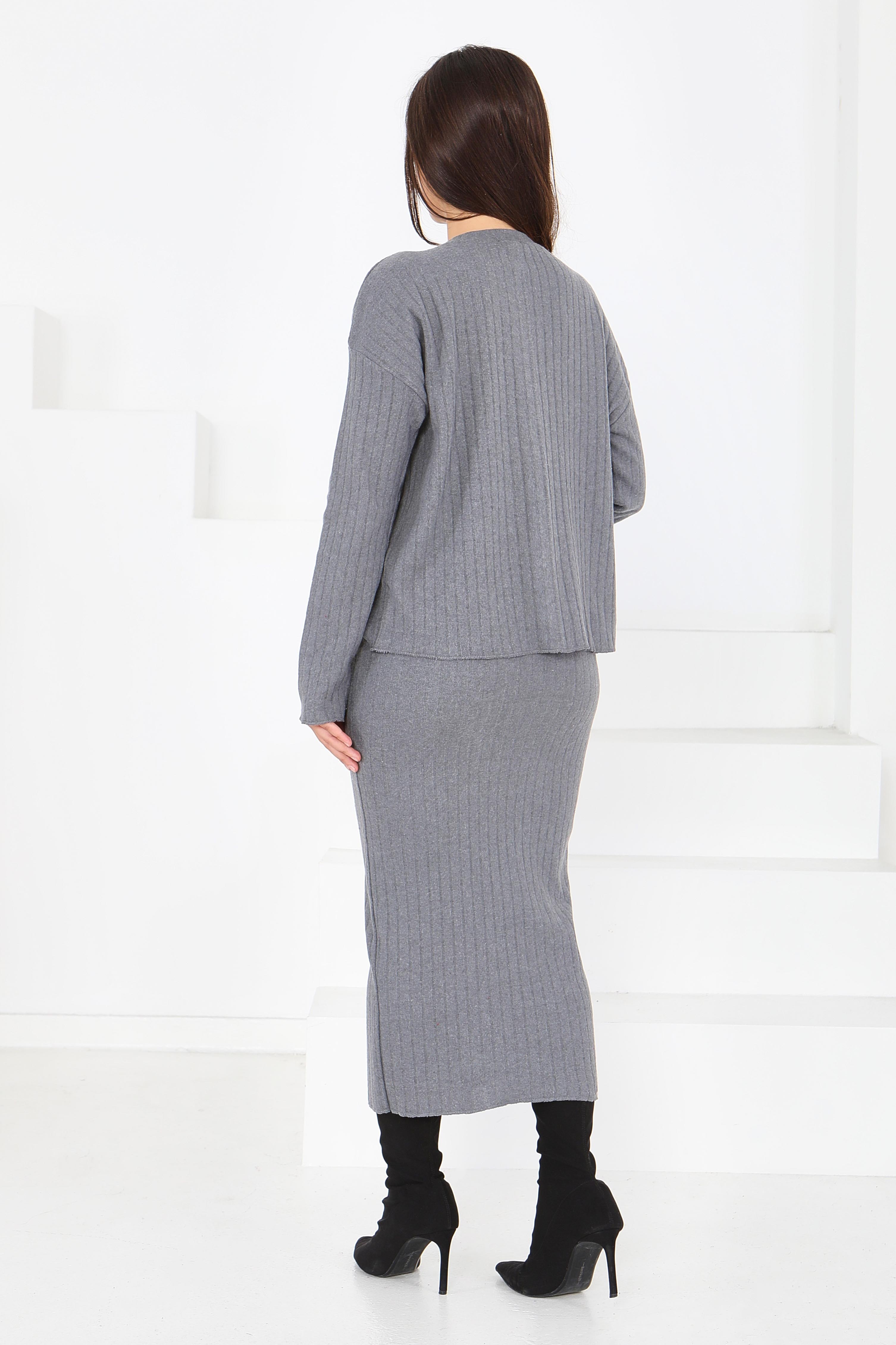 İnterlok Bluz Etekli Takım - 27814-FUME - 5