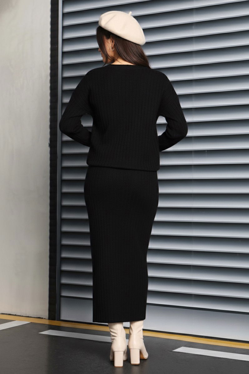 İnterlok Bluz Etekli Takım - 27814-SIYAH - 3