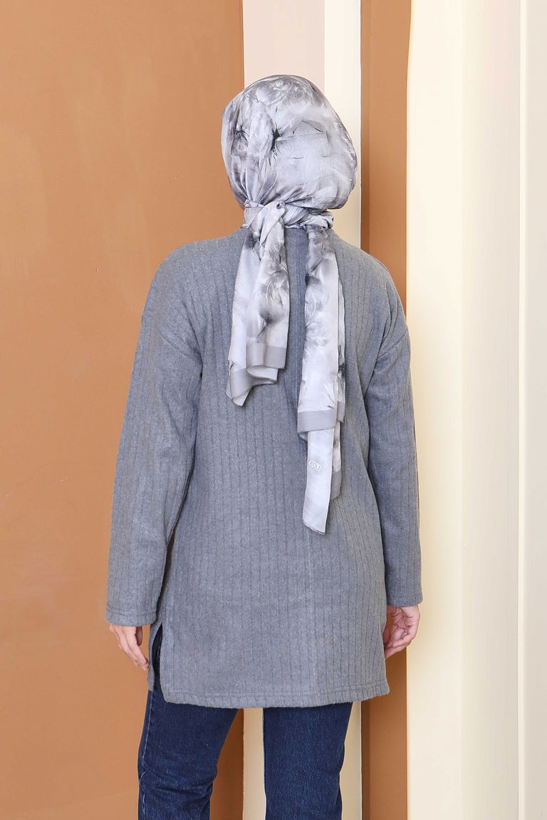İnterlok Yırtmaçlı Tunik - 27803-FUME - TOFİSA
