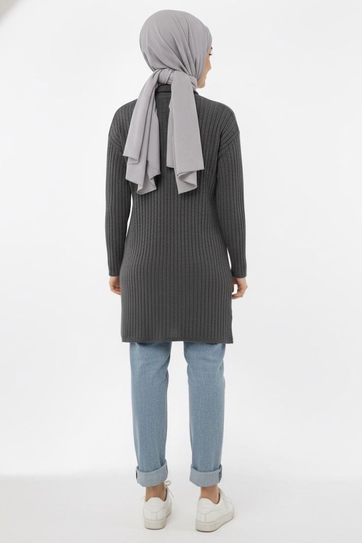 İnterlok Yırtmaçlı Tunik - 27994-FUME - 3