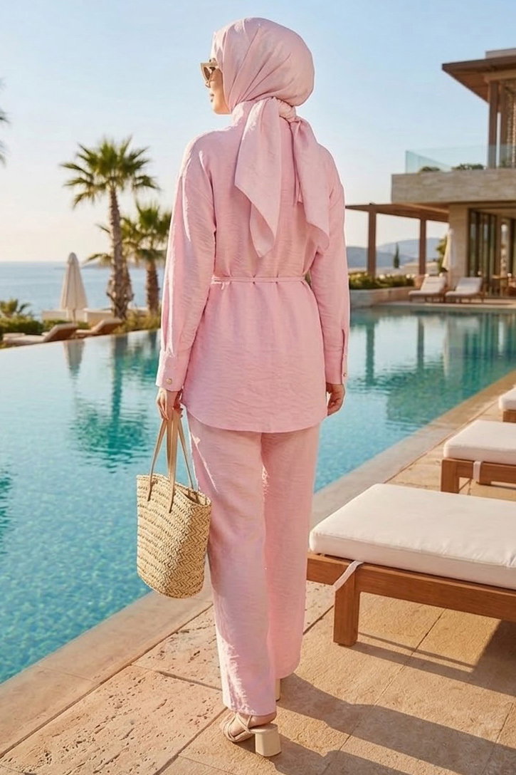 İp Kemerli İkili Takım Pembe - 28532-PEMBE - 3
