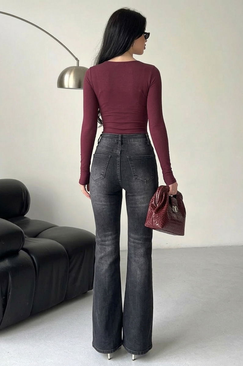 Ispanyol Kot Pantolon - 28282-FUME - 3