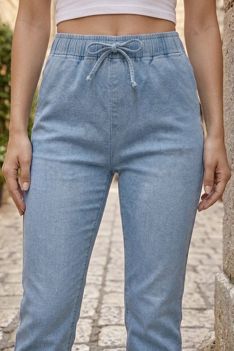 İspanyol Paça Kot Pantolon Buz Mavi - 28575-BUZ-MAVI - 3