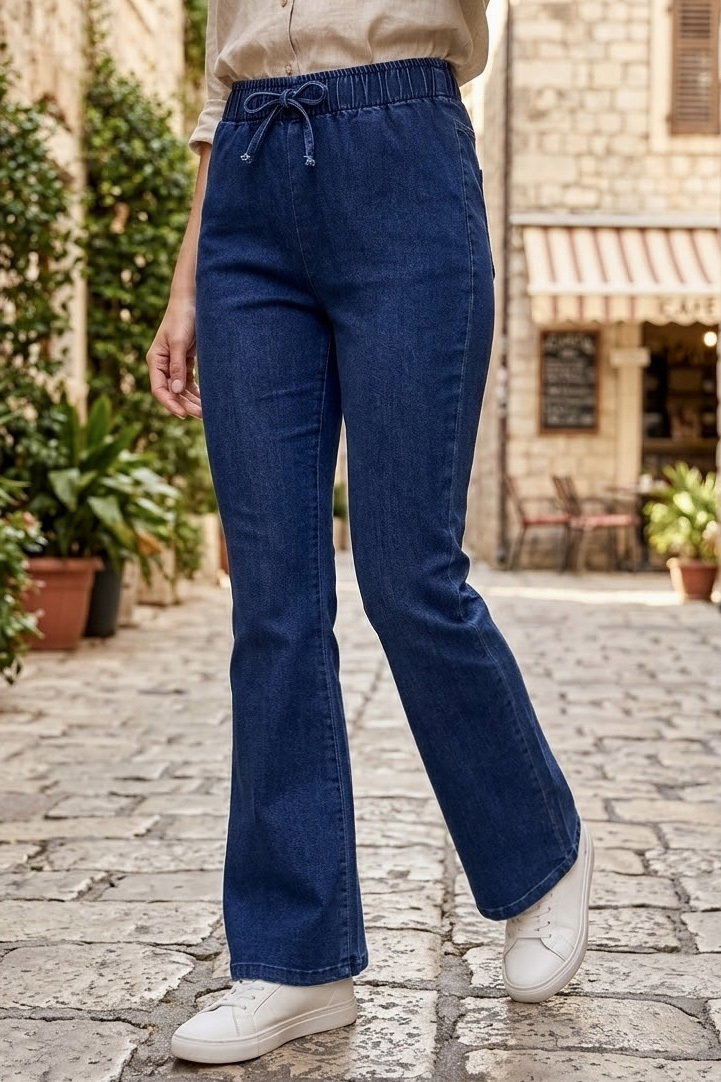 İspanyol Paça Kot Pantolon Lacivert - 28575-LACIVERT - 1